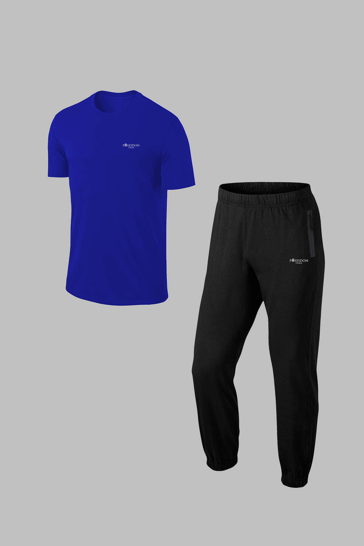 Erkek Mavi Özel Supra Penye Kumaş Fermuarlı Cepli Rahat Full Eşofman Takımı S-3XL