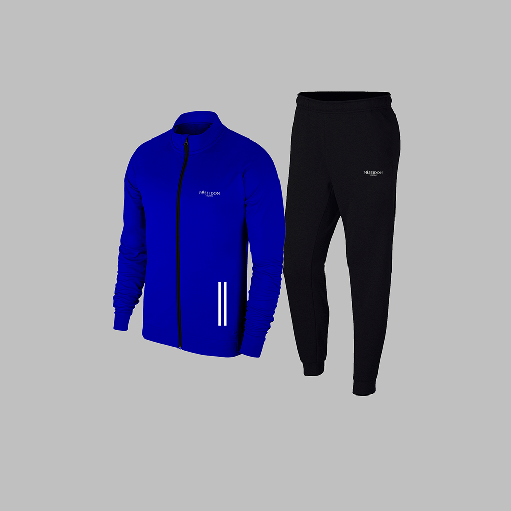 Erkek Mavi Supra Penye Kumaş Cepli Rahat Eşofman Takımı (S-3XL)