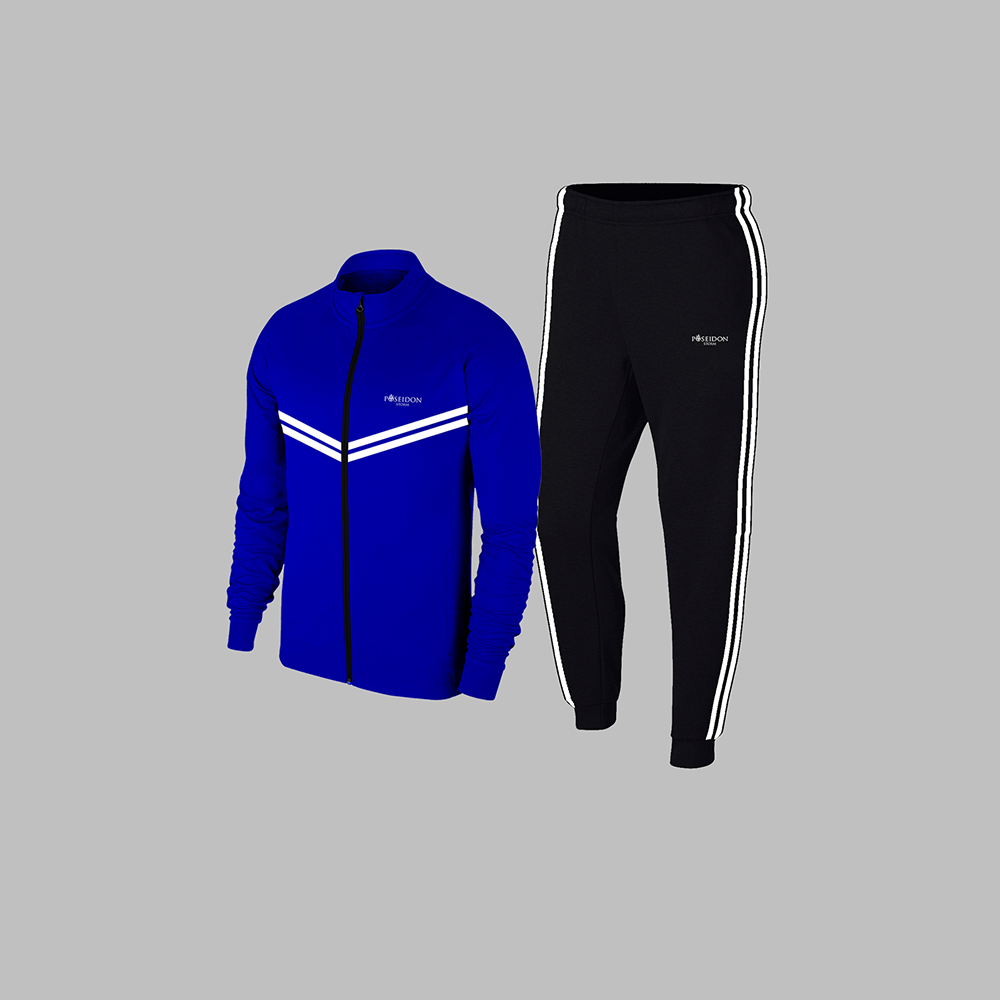Erkek Mavi Supra Penye Kumaş Mevsimlik Fermuarlı Eşofman Takımı (S-3XL)