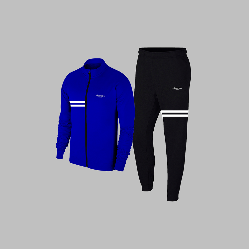 Erkek Mavi Supra Penye Kumaş Rahat Kapüşonlu  Şık Eşofman Takımı (S-3XL)