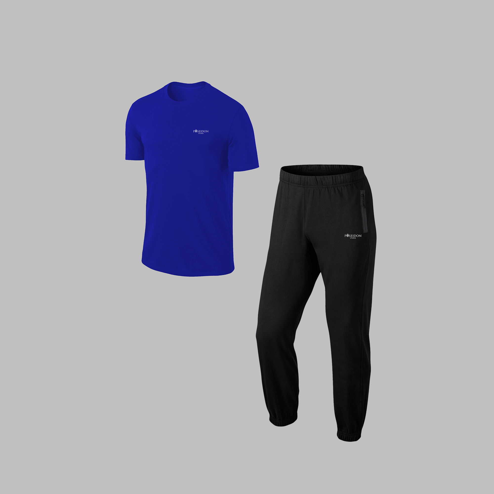 Erkek Mavi Supra Penye Kumaş Rahat Kesim Kapüşonlu Fit  Eşofman Takımı (S-3XL)