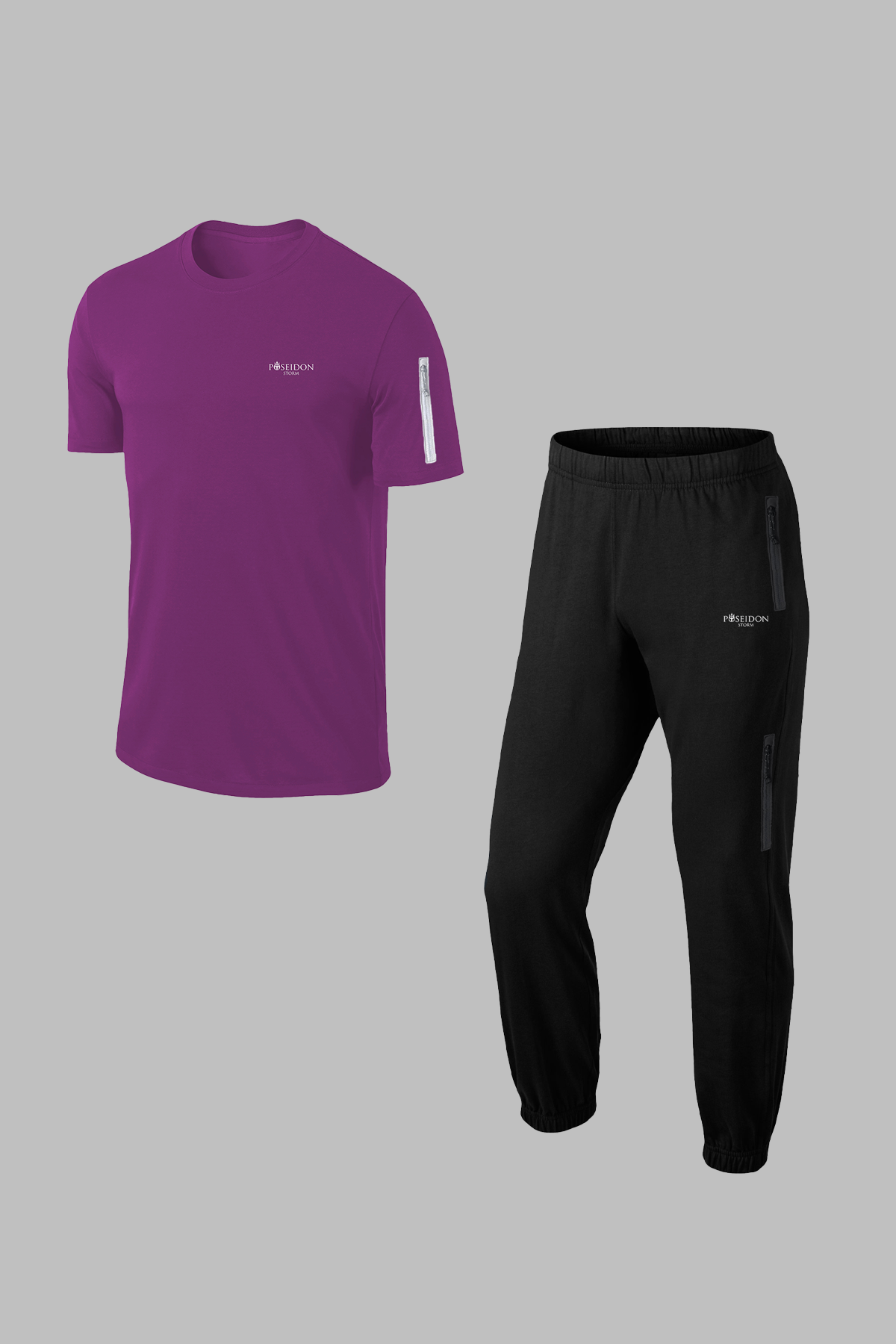 Erkek Mor Özel Supra Penye Kumaş Özel İki Parça Sporcu Antrenman Seti S-3XL