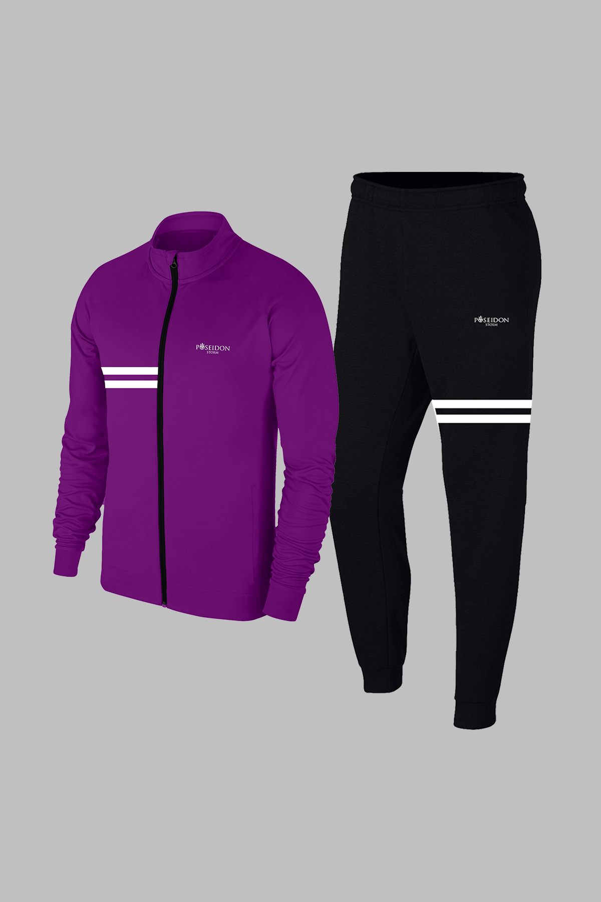 Erkek Mor Yeni Supra Penye Kumaş Fermuarlı Cepli Rahat Full Eşofman Takımı S-3XL