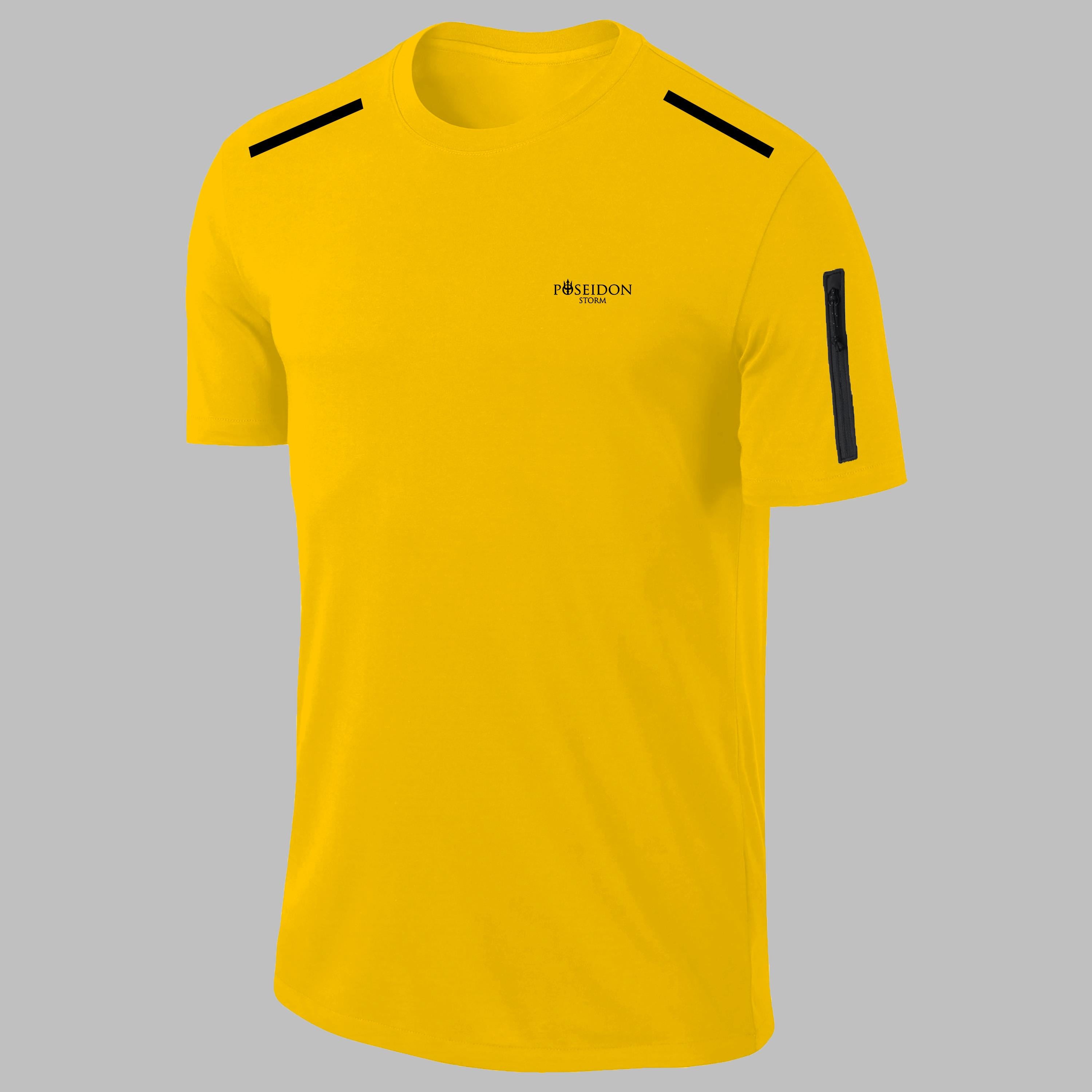 Erkek Sarı Dri-Fit Kumaş Baskısız Yuvarlak Yaka Kısa Kol Regular Tshirt  S-3XL