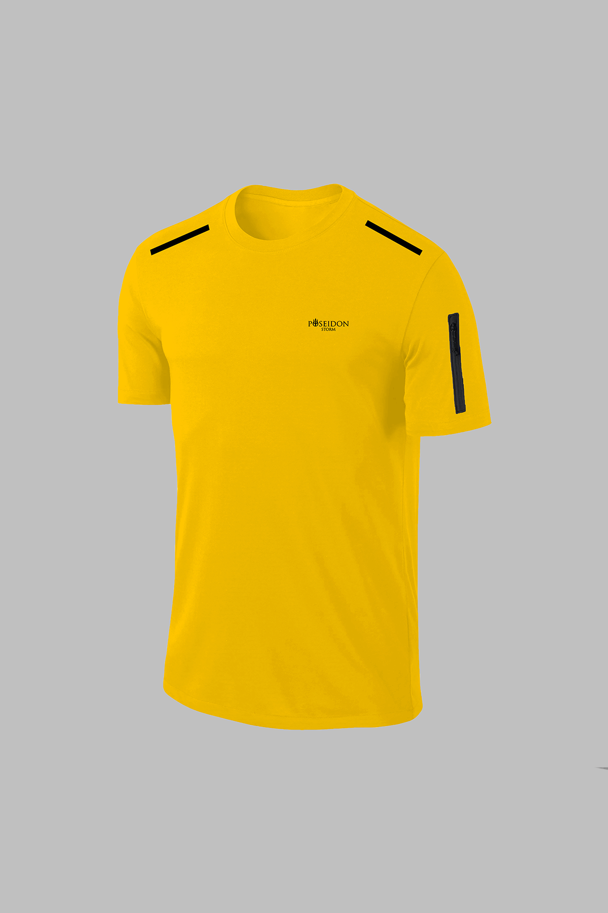 Erkek Sarı Dri-Fit Kumaş Yürüyüş ve Koşu için Konforlu  Sıfır Yaka T-shirt S-3XL