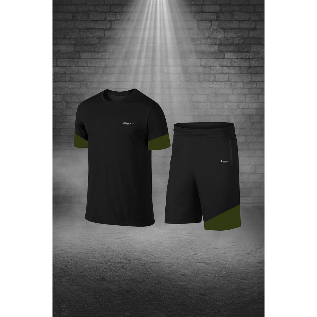 Erkek Siyah Dri-Fit Kumaş Baskısız Yuvarlak Yaka Kısa Kol Tişört Şort Alt Üst Takımı S-3XL 