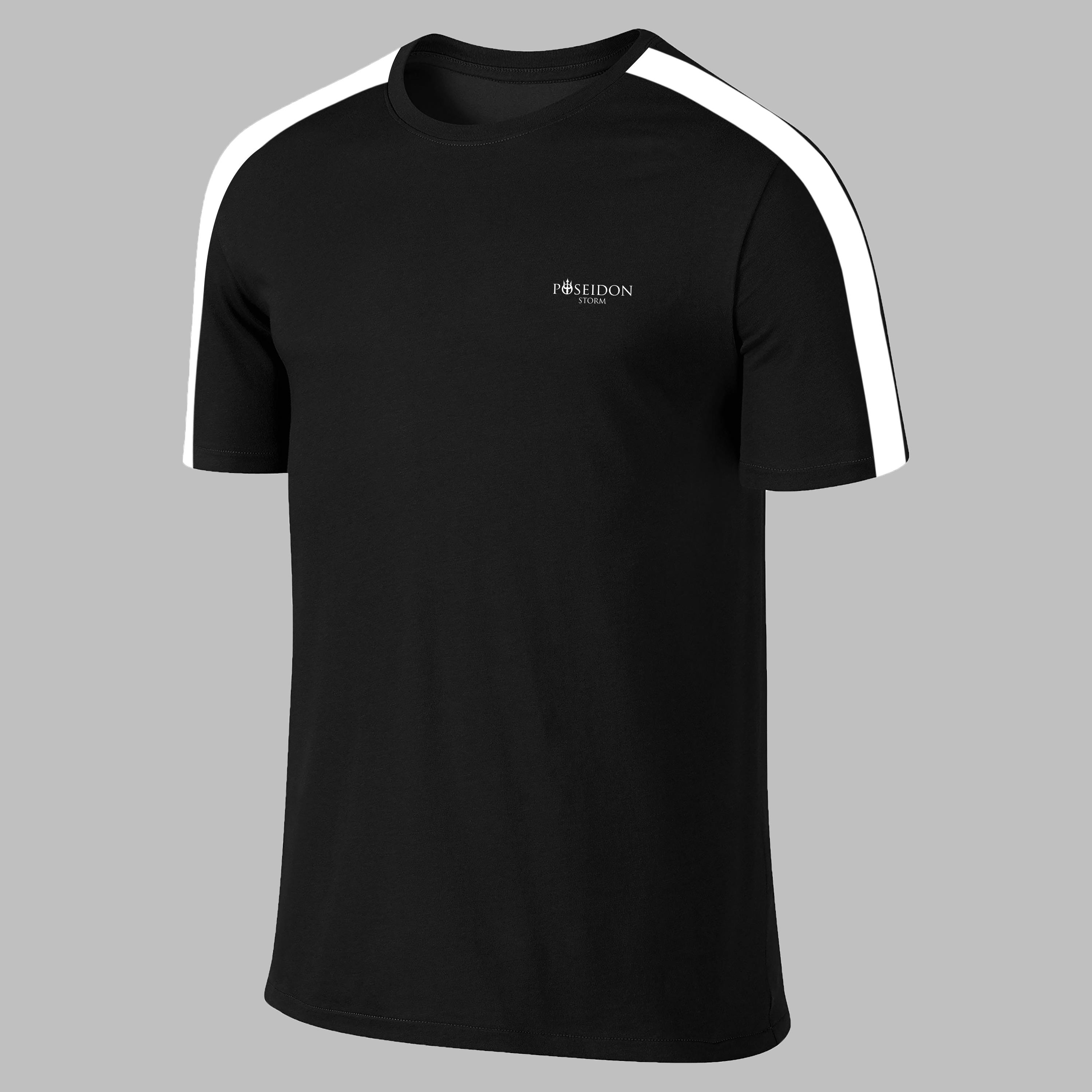 Erkek Siyah Dri-Fit Kumaş Koşu için Konforlu  Sıfır Yaka T-shirt  S-3XL