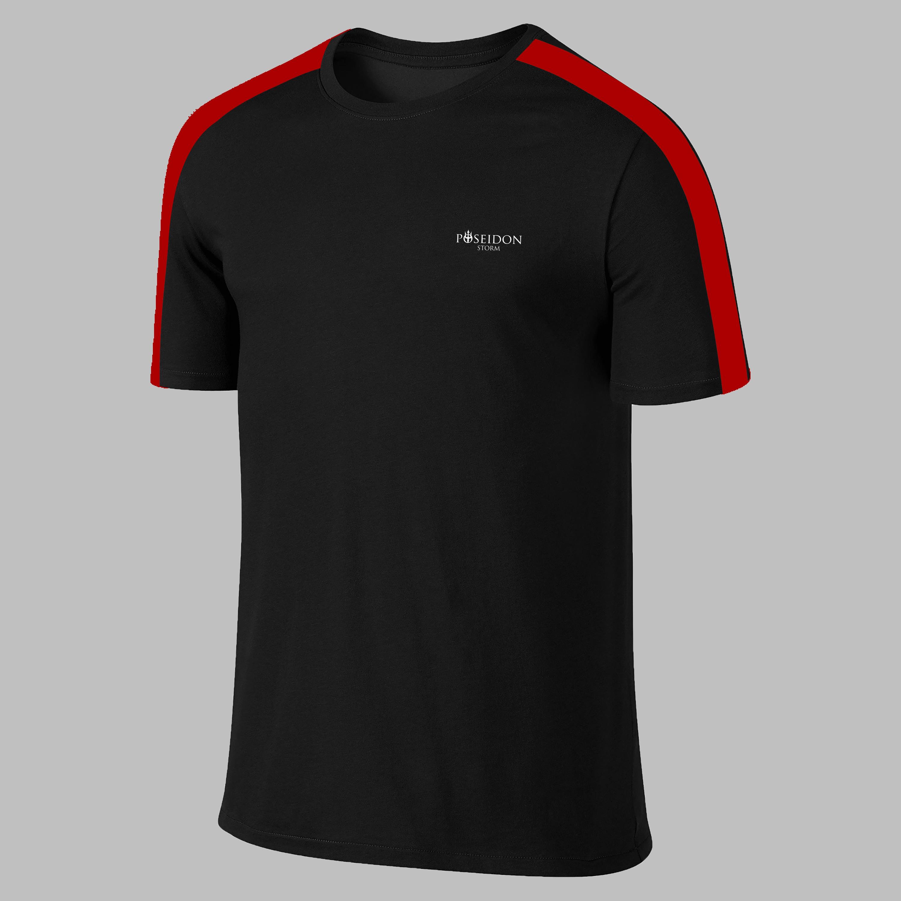 Erkek Siyah Dri-Fit Kumaş Sıfır Yaka Kısa Kol Yürüyüş için Sporcu T-shirt S-3XL
