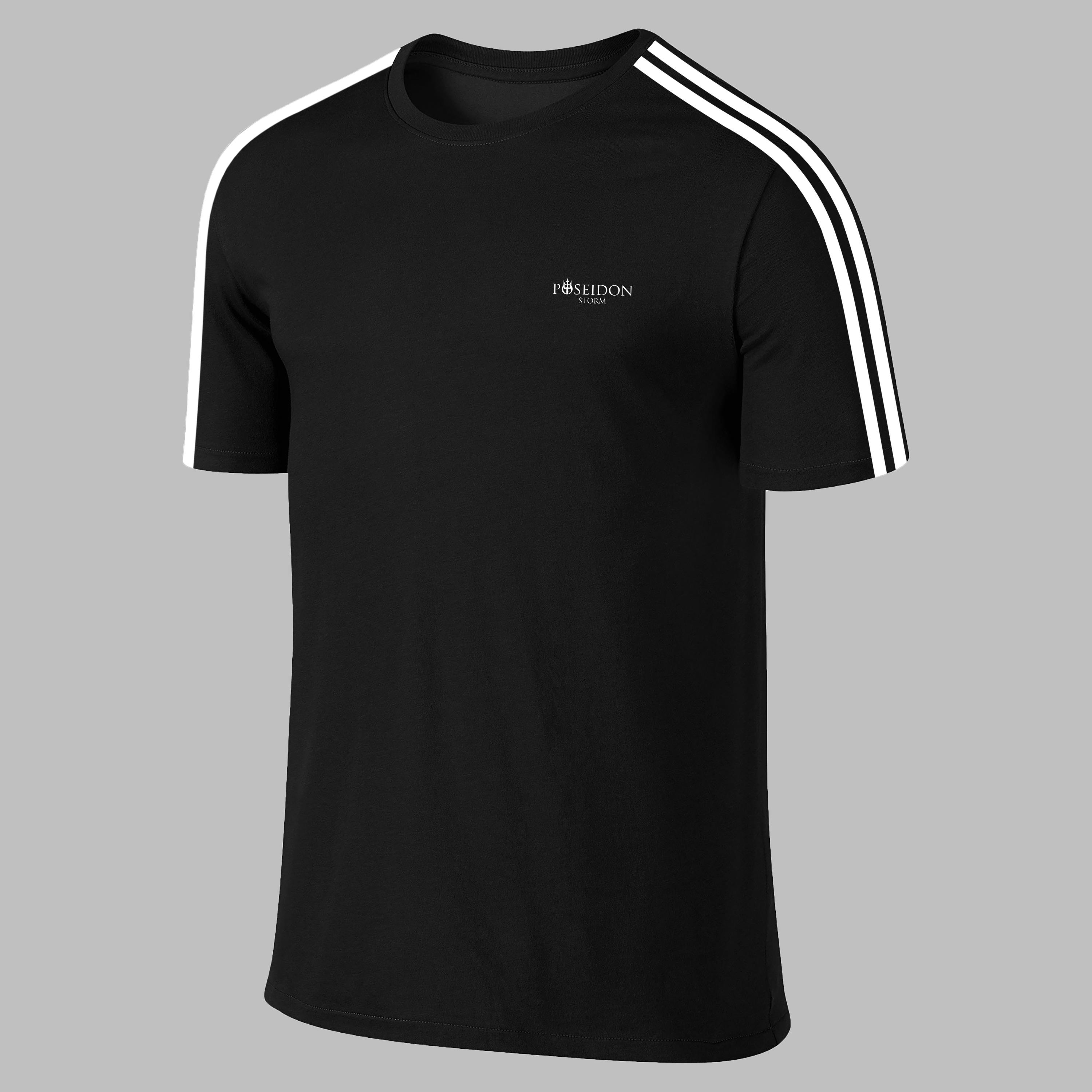 Erkek Siyah Dri-Fit Kumaş Yürüyüş ve Koşu için Baskısız Günlük Tshirt S-3XL
