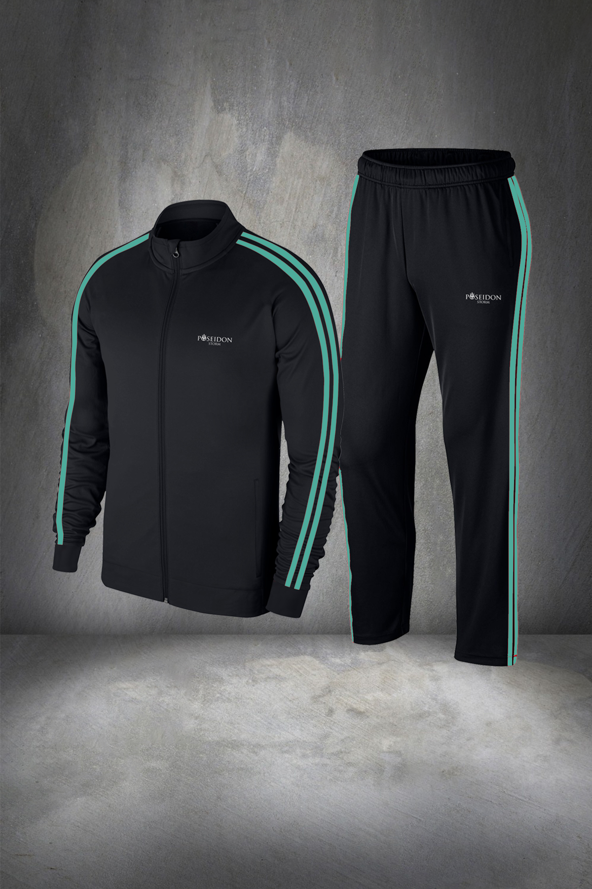 Erkek Siyah İnterlok Kumaş Rahat Konforlu Kesim Eşofman Takımı  S-3XL