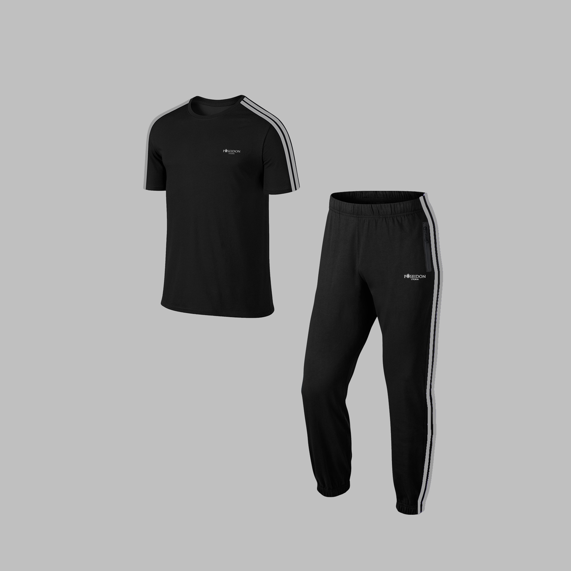 Erkek Siyah Rahat Supra Penye Kumaş Ön Cepli  Eşofman Takımı S-3XL