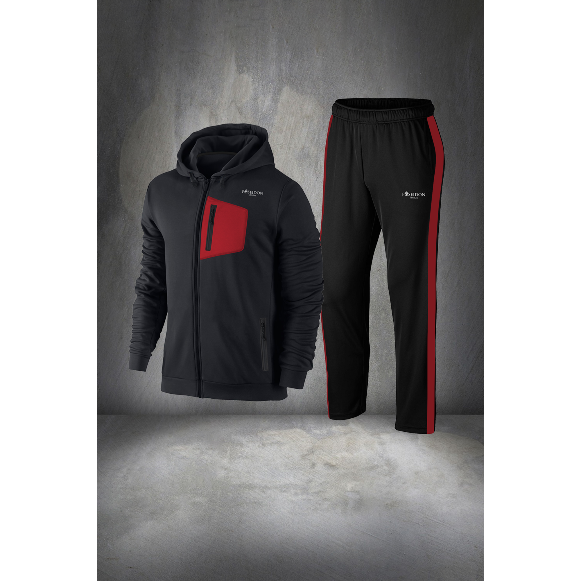 Erkek Siyah Supra Penye Kumaş Önü Cep Detaylı  Eşofman Takımı (S-3XL)