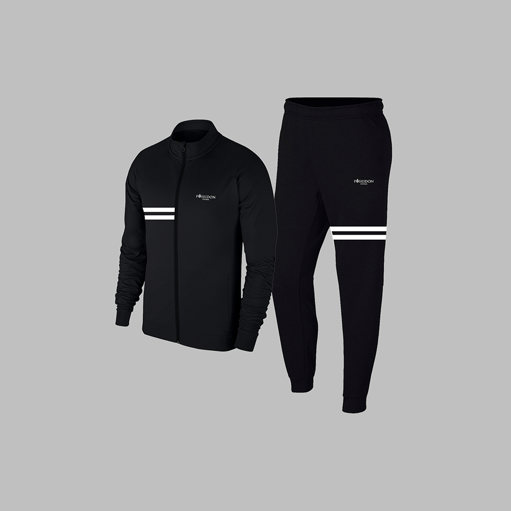 Erkek Siyah Supra Penye Kumaş Rahat Cepli  Eşofman Takımı (S-3XL)