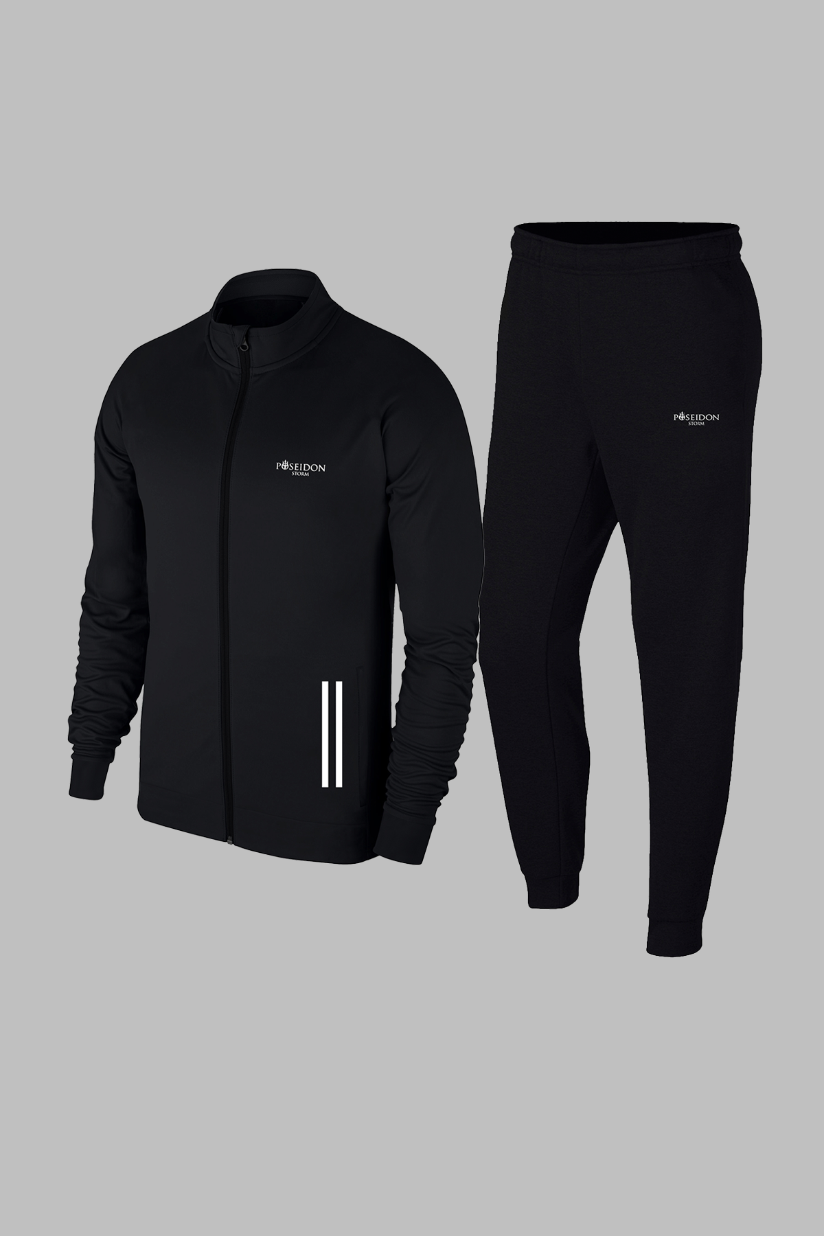 Erkek Siyah Yeni Supra Penye Kumaş Cep Detaylı Rahat  Eşofman Seti S-3XL