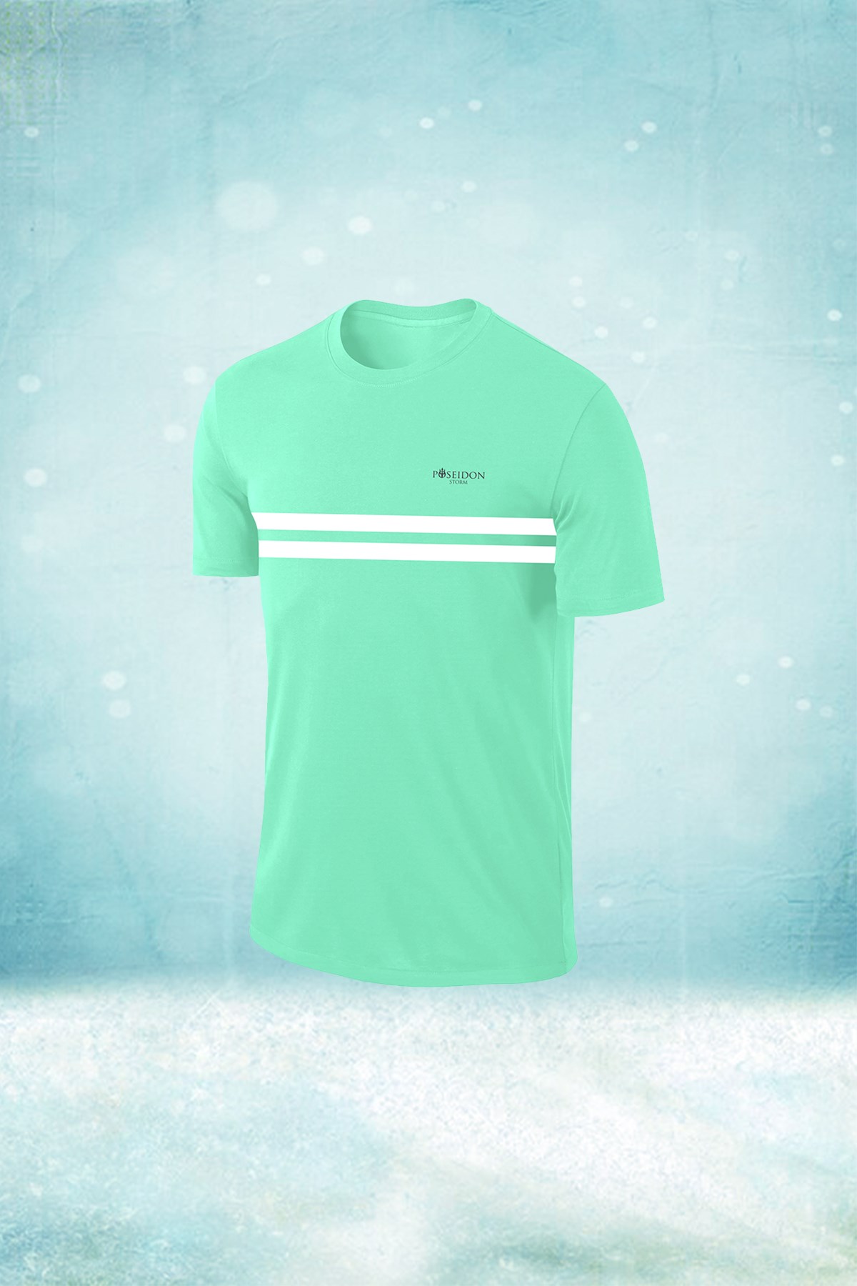Erkek Su Yeşili Dri-Fit Kumaş  Baskısız Bisiklet Yaka Sporcu T-shirt  S-3XL 
