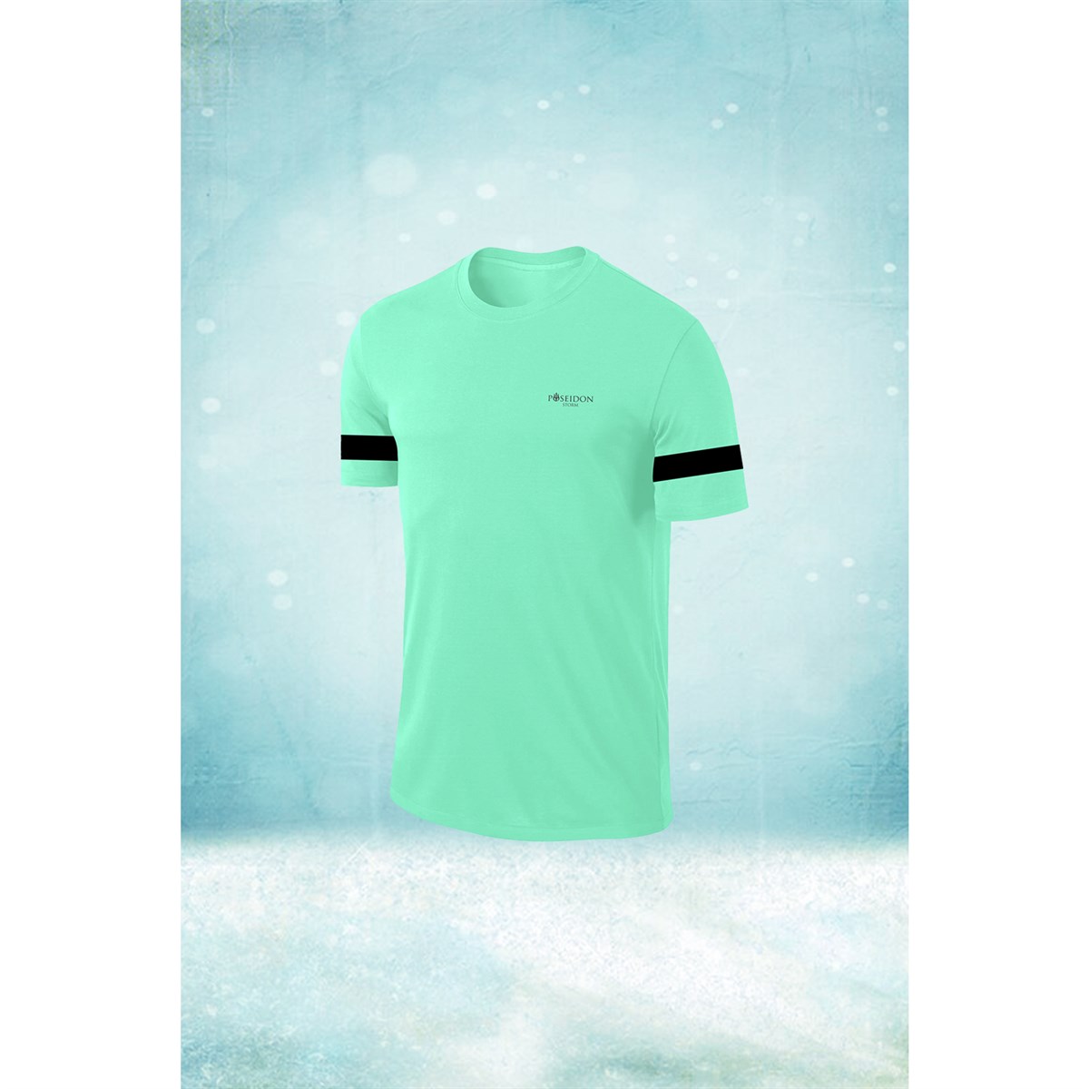 Erkek Su Yeşili  Dri-Fit Kumaş Baskısız Yuvarlak Yaka Kısa Kol Tişört S-3XL