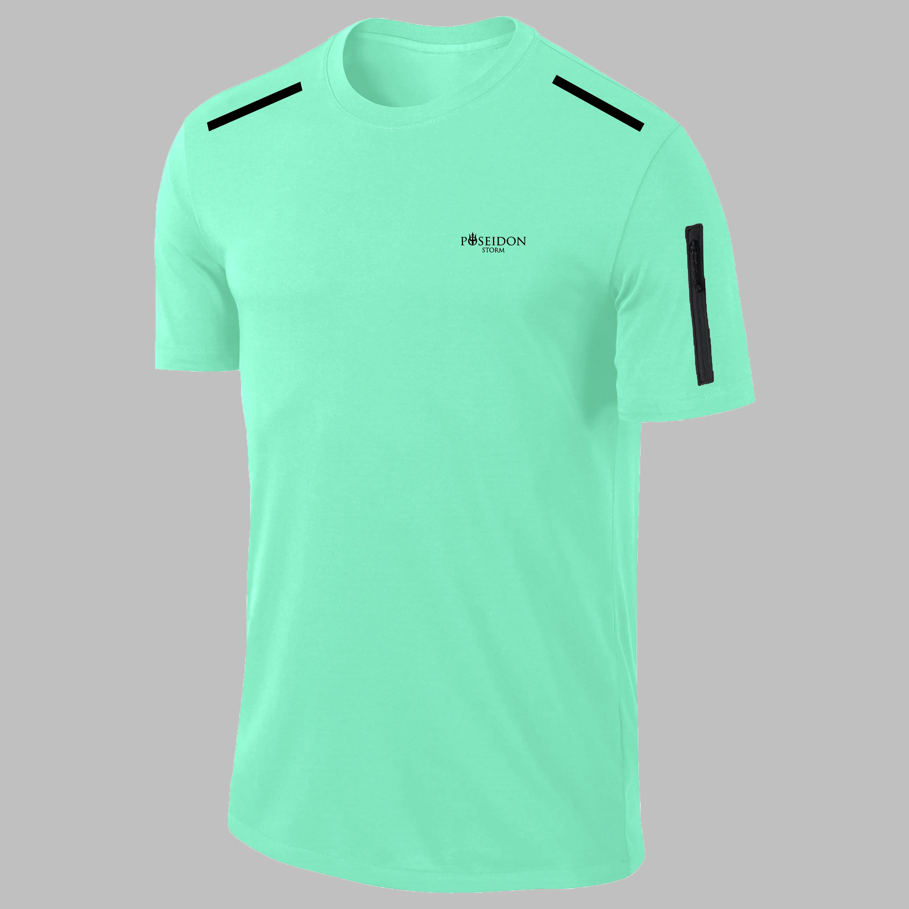 Erkek Su Yeşili  Dri-Fit Kumaş  Bisiklet Yaka Sporcu Günlük T-shirt  S-3XL