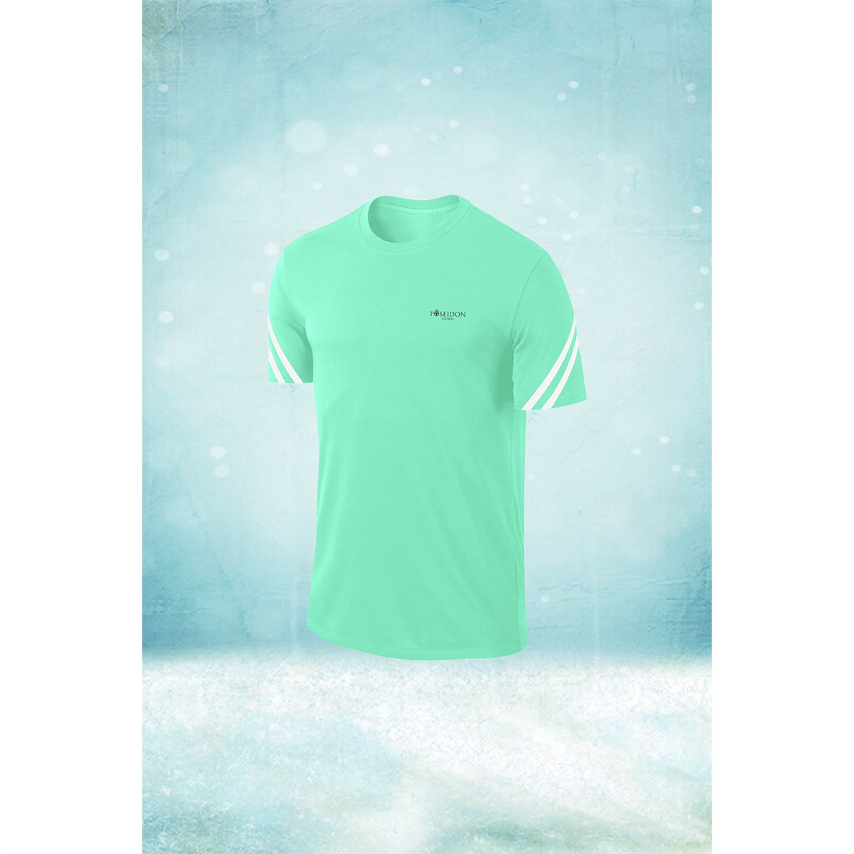Erkek Su Yeşili  Dri-Fit Kumaş  Bisiklet Yaka Sporcu Günlük T-shirt  S-3XL