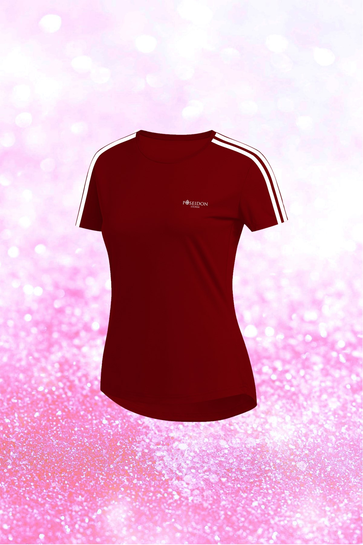 Kadın Bordo Dri-Fit Kumaş Baskısız Bisiklet Yaka Sporcu T-shirt   S-3XL