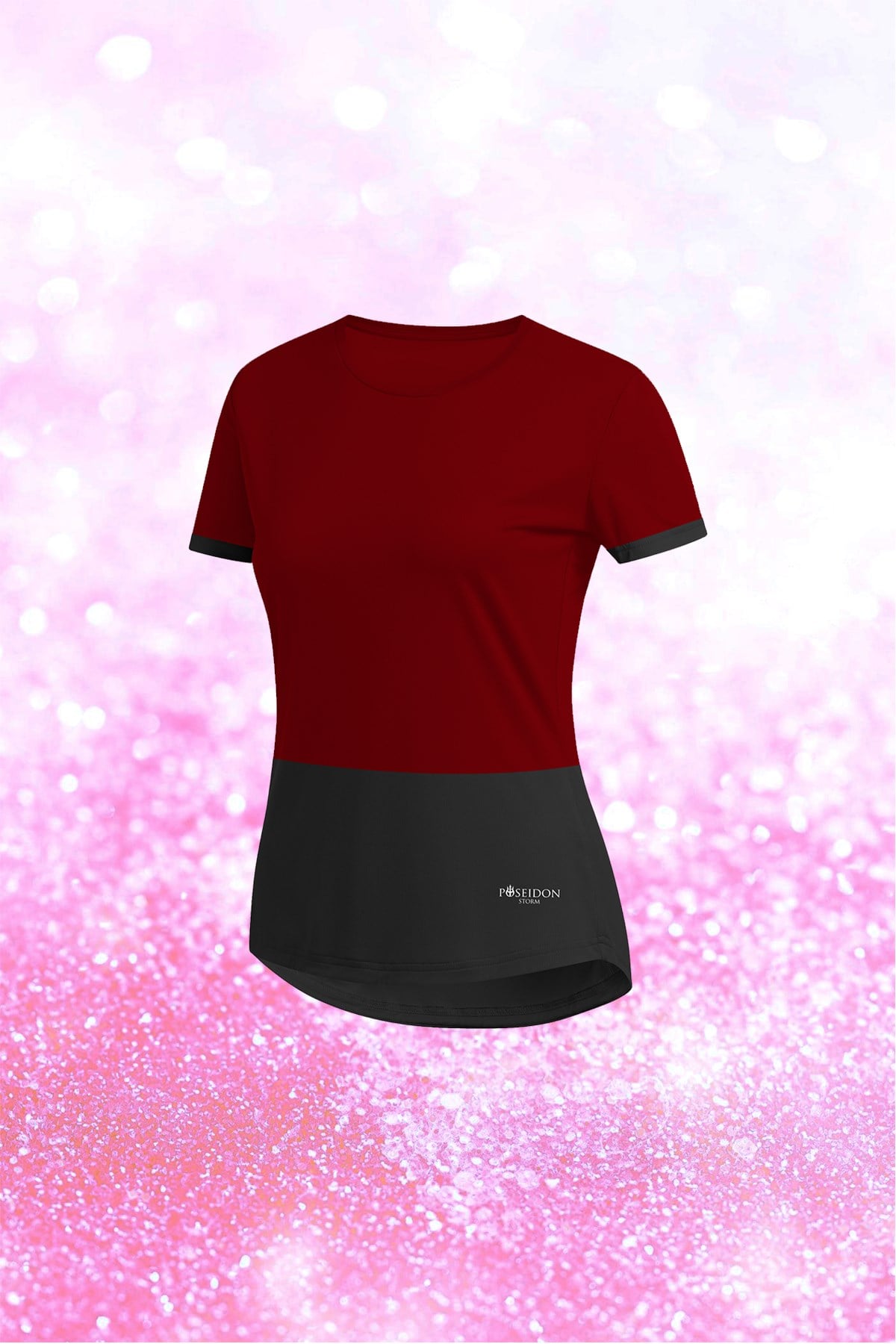 Kadın Bordo Dri-Fit Kumaş Baskısız Yuvarlak Yaka Kısa Kol T-shirt  S-3XL 