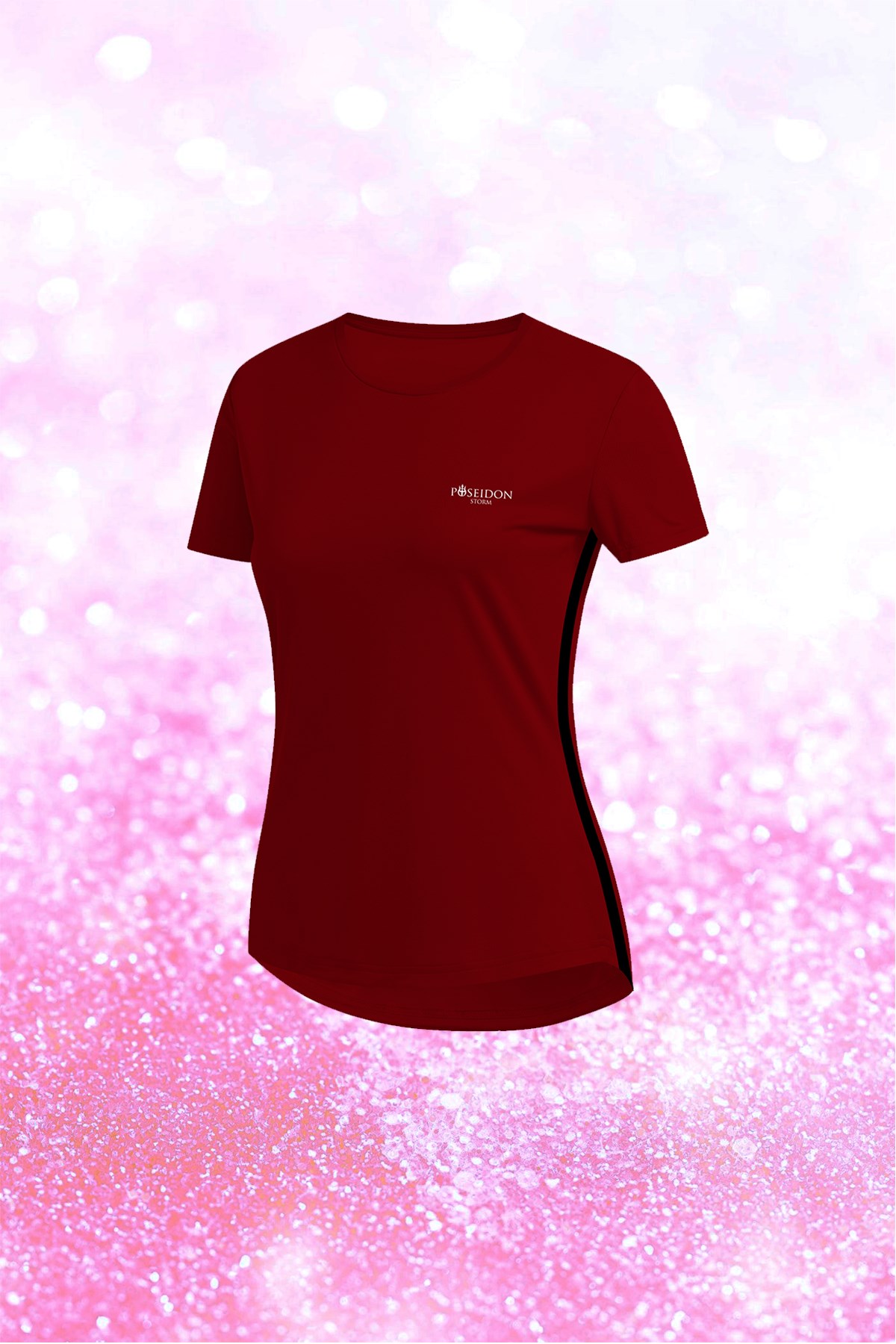 Kadın Bordo Dri-Fit Kumaş Yürüyüş ve Koşu için Konforlu  Sıfır Yaka T-shirt S-3XL