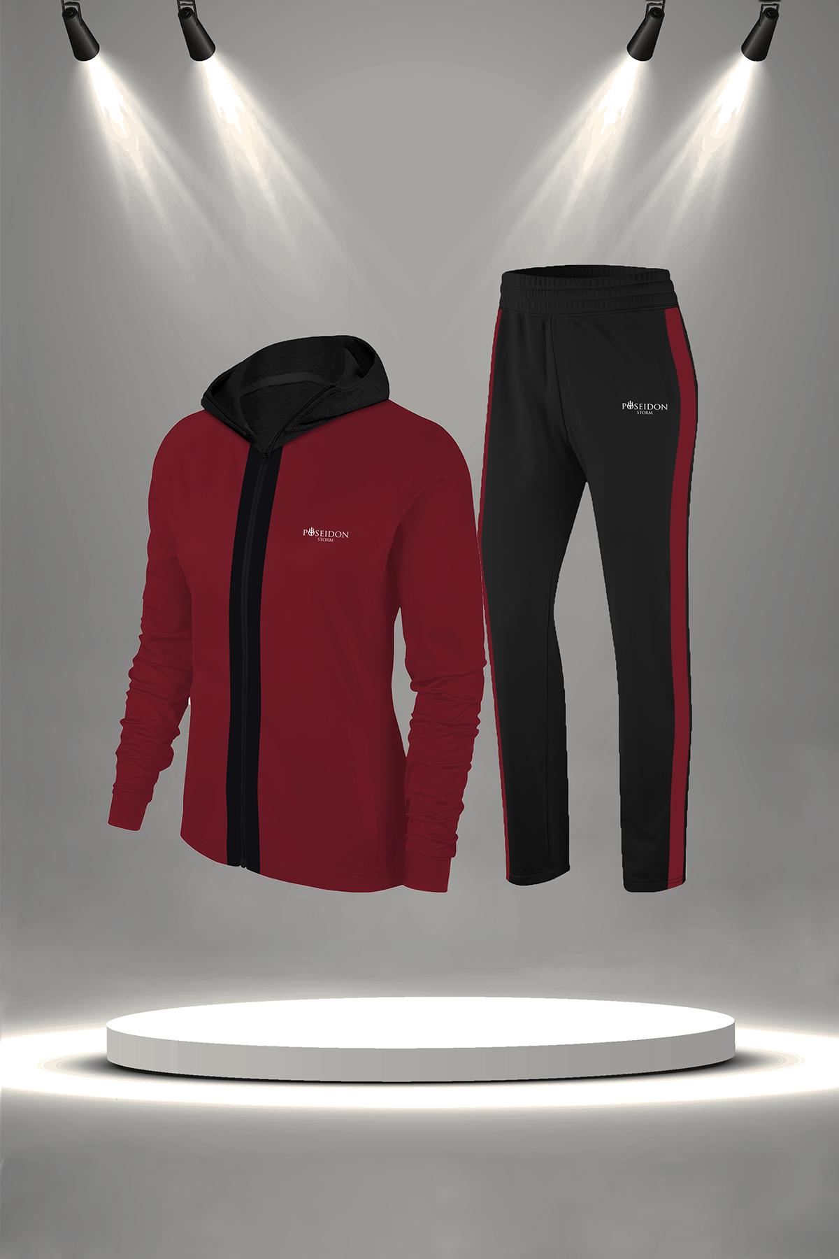 Kadın Bordo İnterlok Kumaş Her Mevsim Yürüyüş Koşu Eşofman Seti (S-3XL)