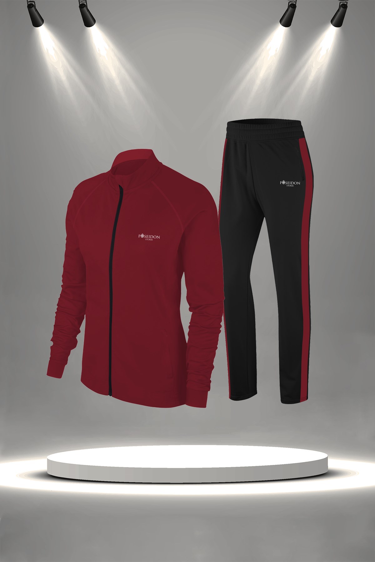 Kadın Bordo İnterlok Kumaş Rahat Koşu Seti S-3XL