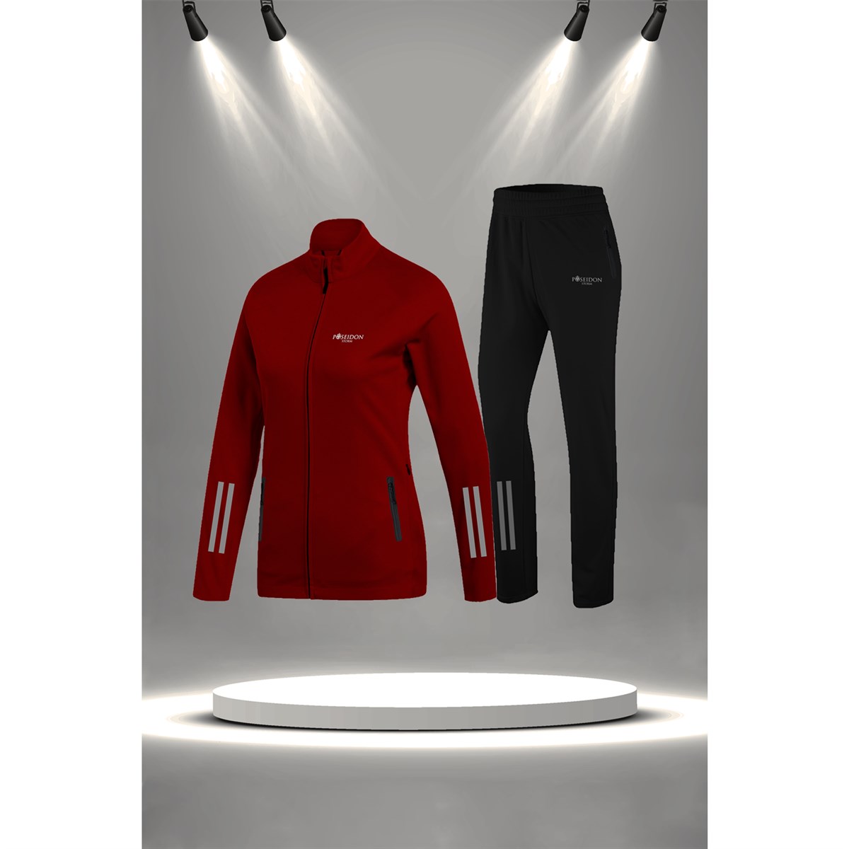 Kadın Bordo İnterlok Kumaş Rahat Yürüyüş ve Koşu Sporcu Seti S-3XL