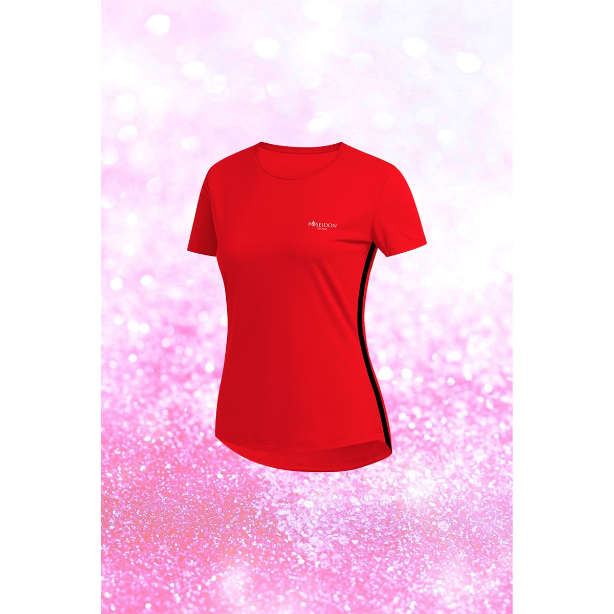 Kadın Kırmızı Dri-Fit Kumaş Düz Konforlu  Kısa Kol T-shirt  S-3XL 