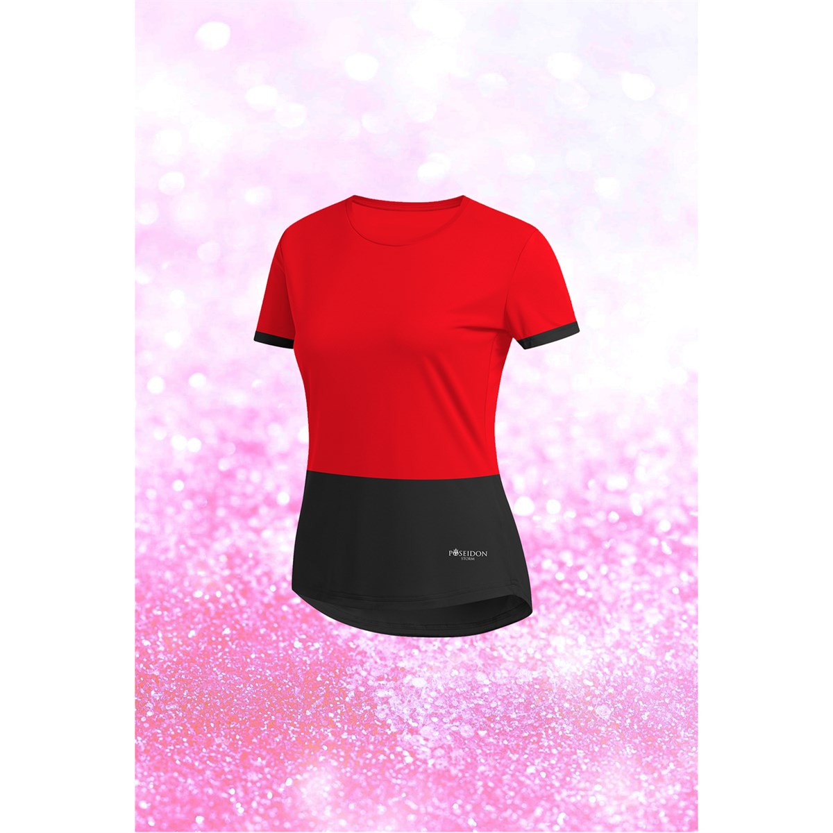 Kadın Kırmızı Dri-Fit Kumaş Koşu için Konforlu  Sıfır Yaka T-shirt   S-3XL