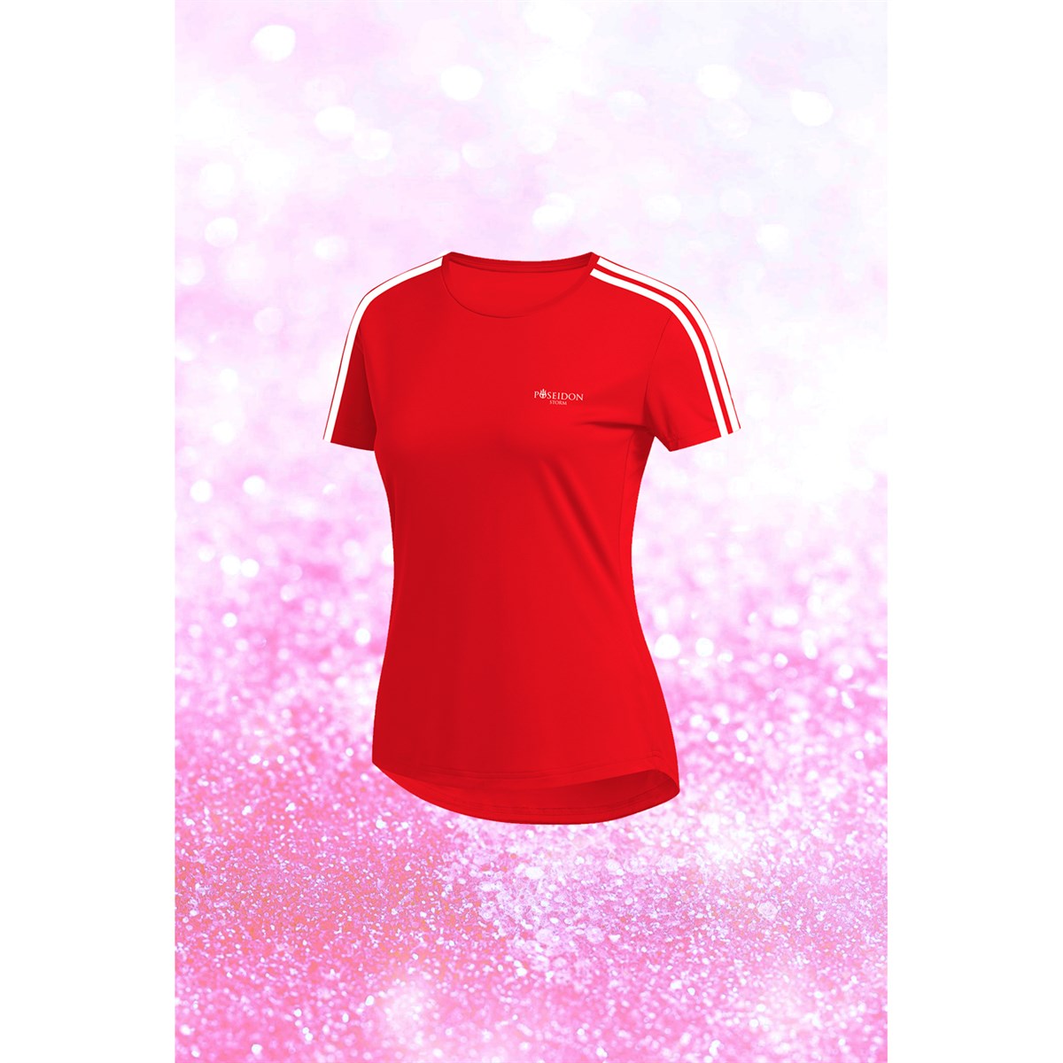 Kadın Kırmızı Dri-Fit Kumaş Yürüyüş ve Koşu için Konforlu  Sıfır Yaka T-shirt   S-3XL