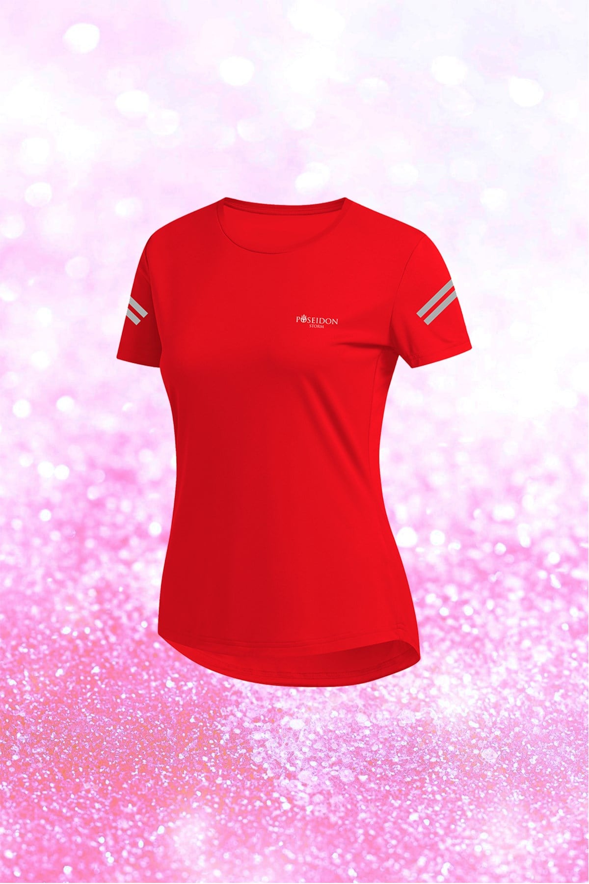 Kadın Kırmızı Dri-Fit Kumaş Yuvarlak Yaka  Şık Konforlu T-shirt  S-3XL