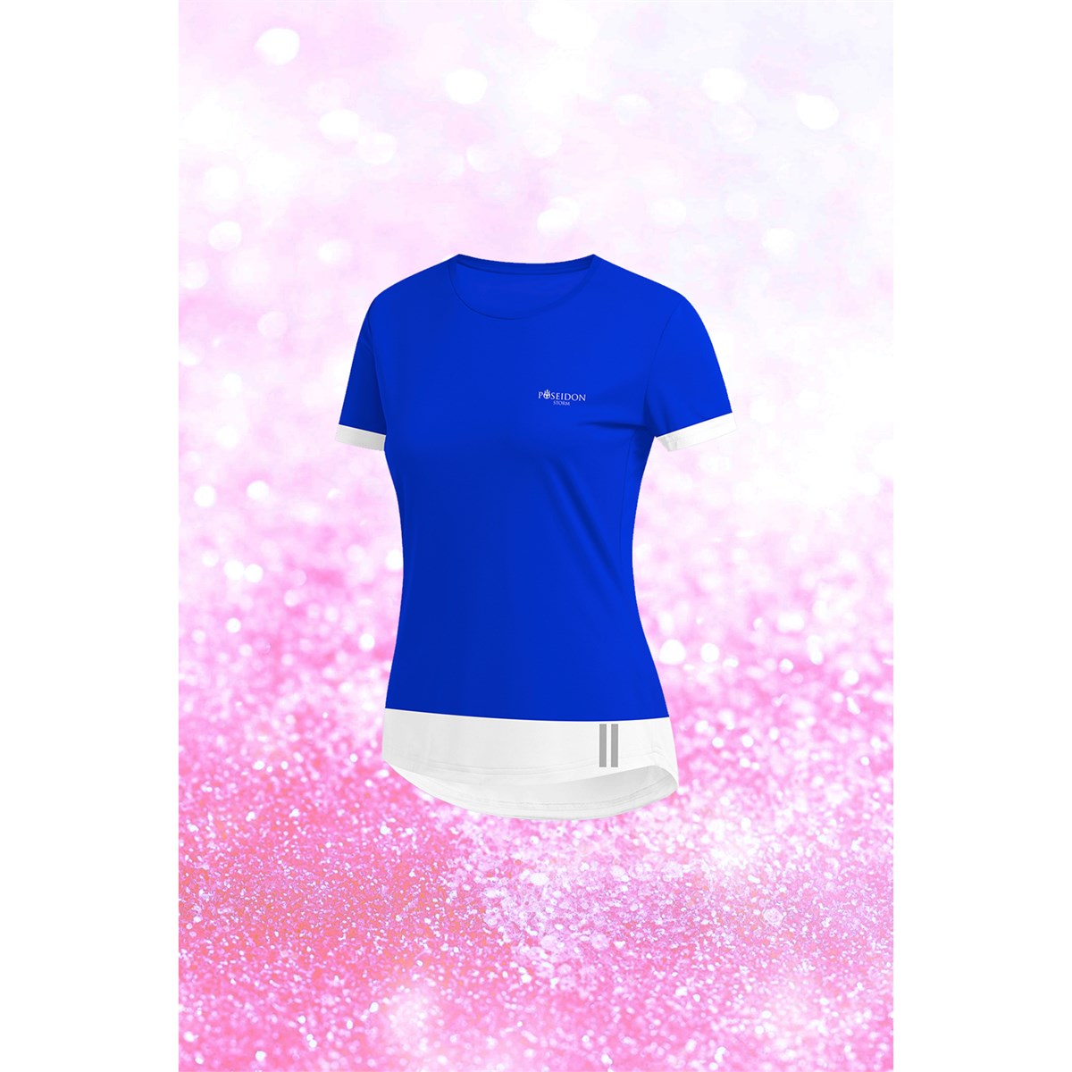 Kadın Mavi Dri-Fit Kumaş  Baskısız Bisiklet Yaka Sporcu T-shirt  S-3XL