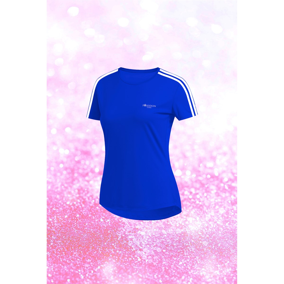 Kadın Mavi Dri-Fit Kumaş Spor için Konforlu Kısa Kol T-shirt  S-3XL 