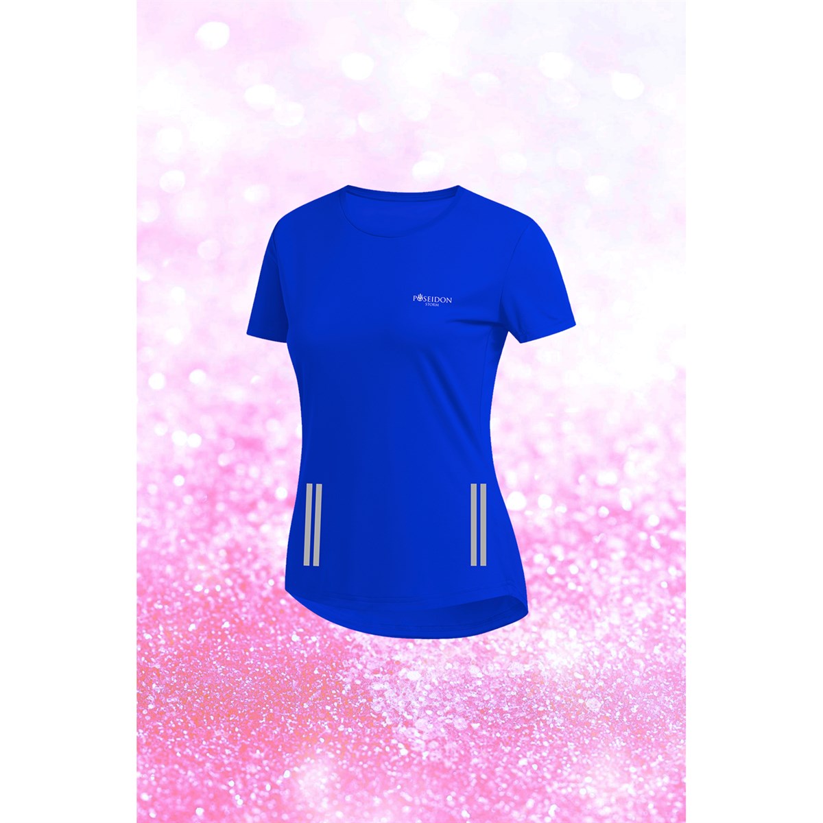 Kadın Mavi Dri-Fit Kumaş Yürüyüş ve Koşu için Konforlu  Sıfır Yaka T-shirt  S-3XL