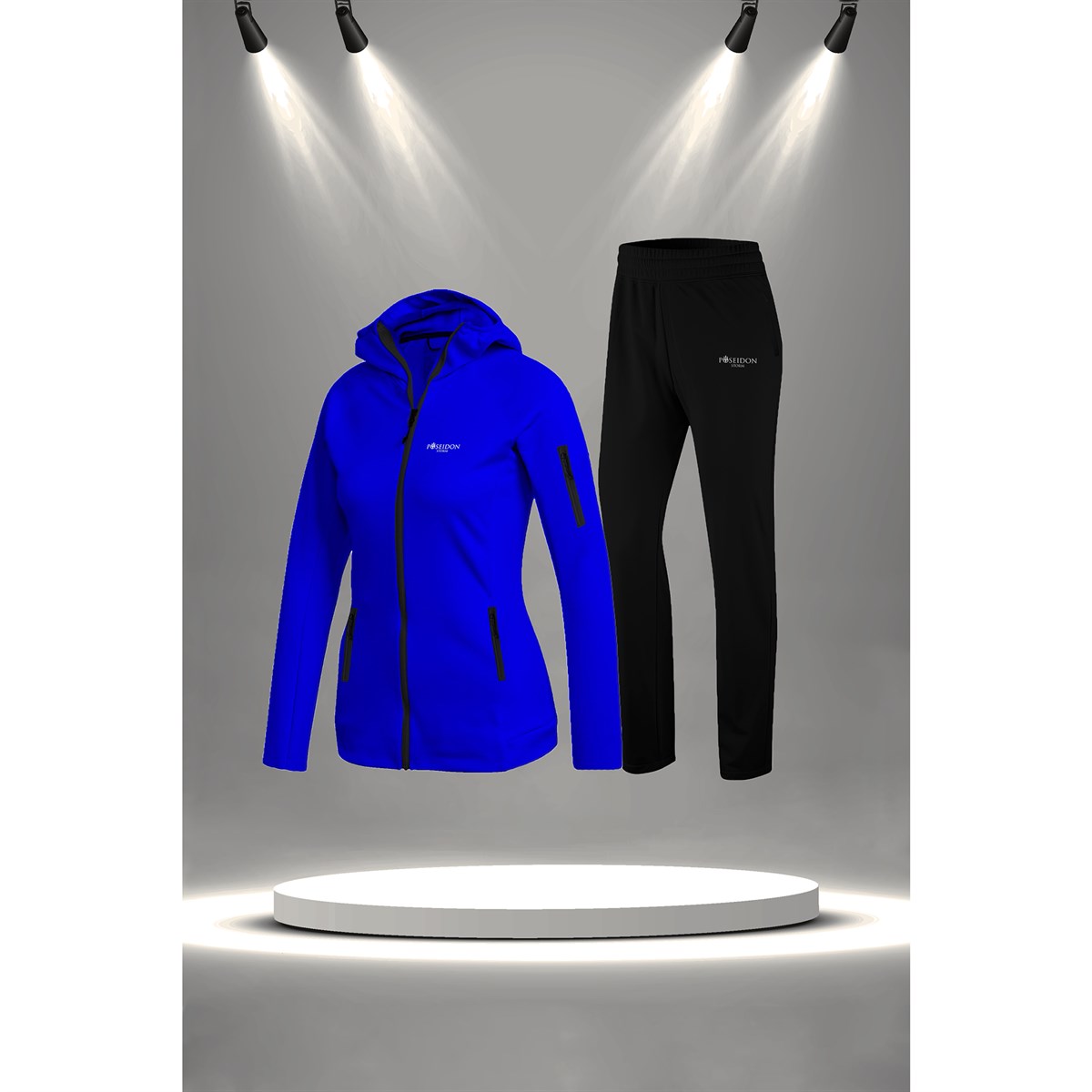 Kadın Mavi İnterlok Kumaş Şık ve Rahat Eşofman Takımı S-3XL