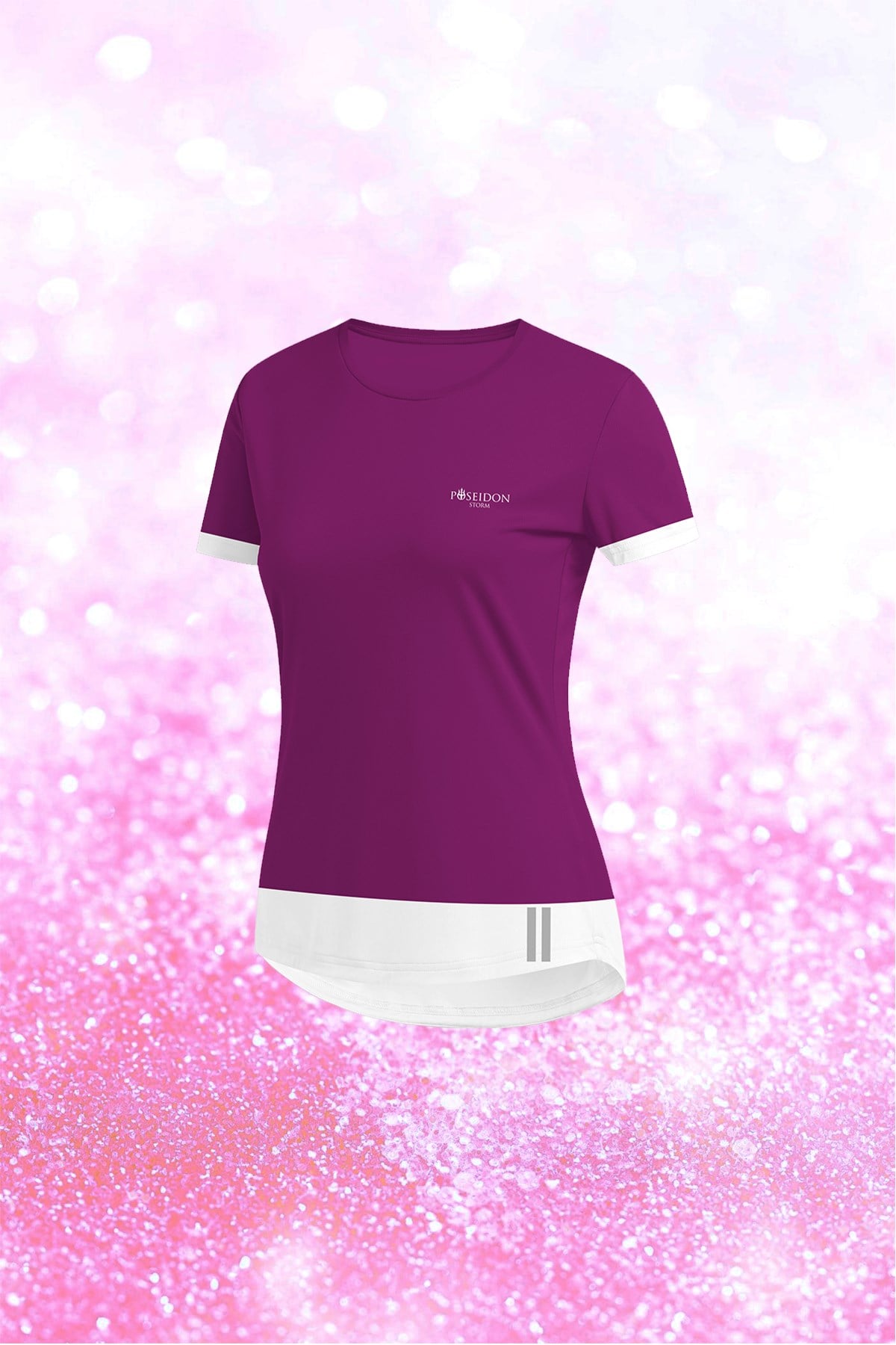 Kadın Mor Dri-Fit Kumaş  Baskısız Bisiklet Yaka T-shirt    S-3XL 