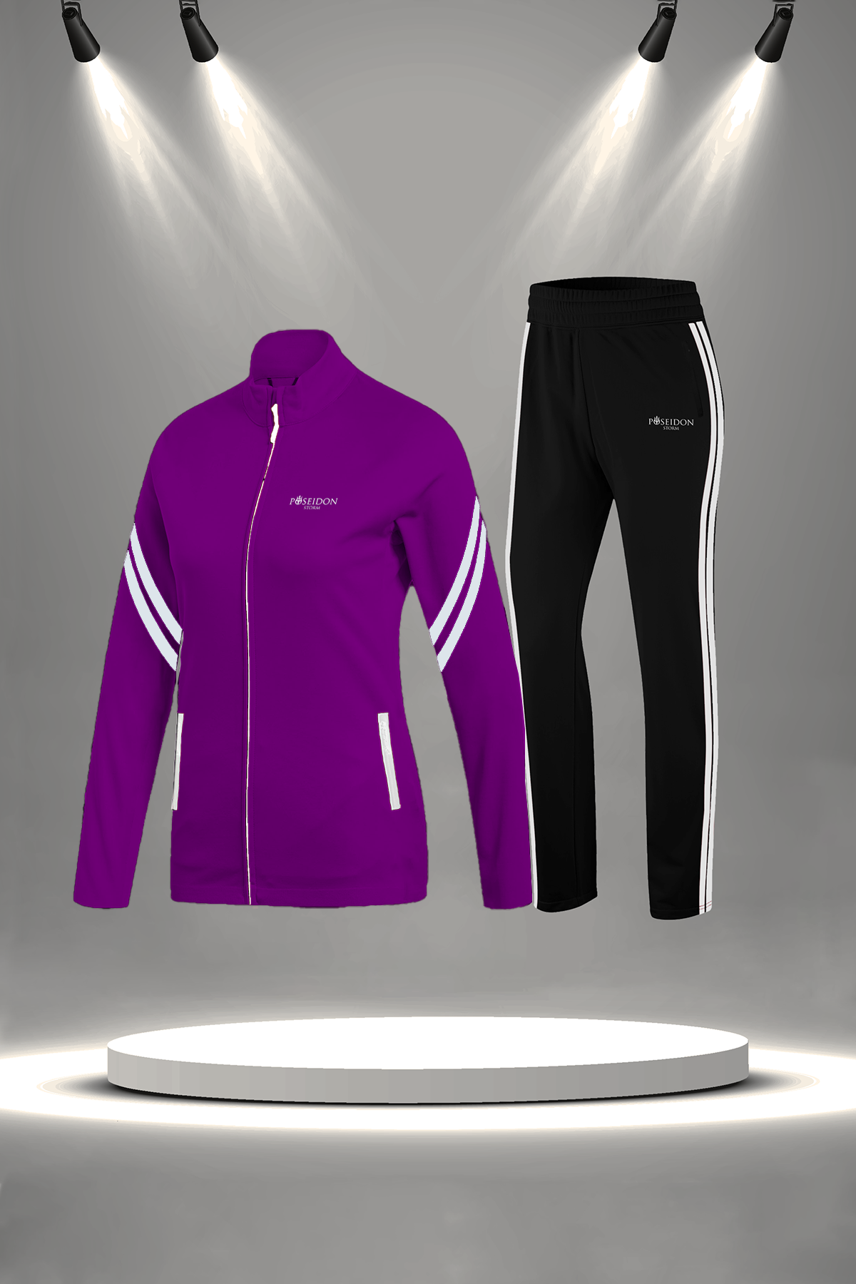 Kadın Mor İnterlok Kumaş Fermuarlı Kapüşonlu Eşofman Takımı (S-3XL)