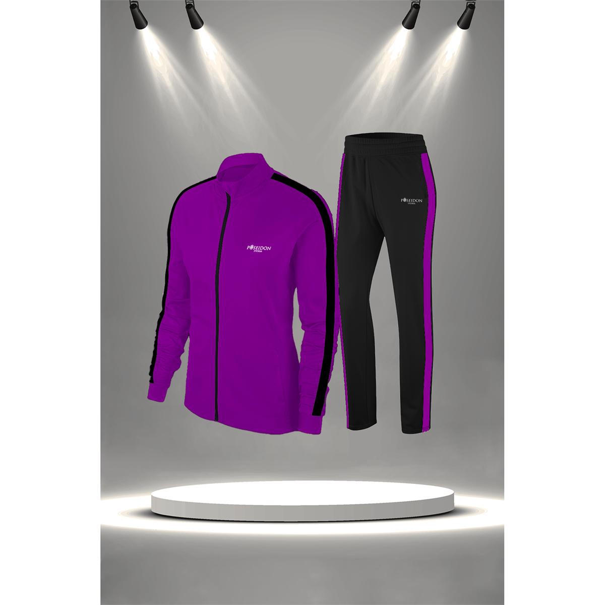 Kadın Mor İnterlok Kumaş Yürüyüş Antrenman Fitness Eşofman Seti (S-3XL)