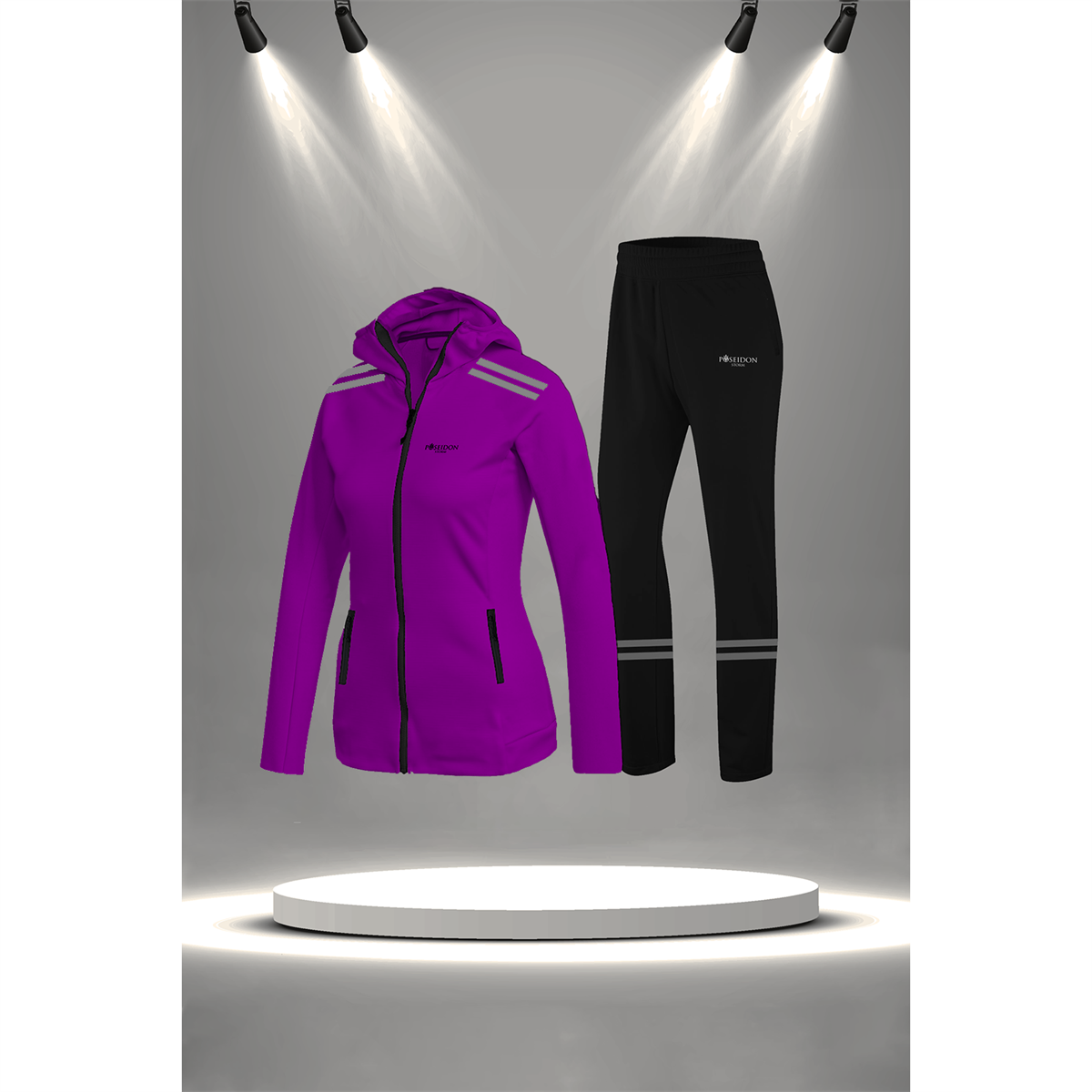 Kadın Mor İnterlok Nefes Alabilen Kumaş Şık Eşofman Takımı (S-3XL)