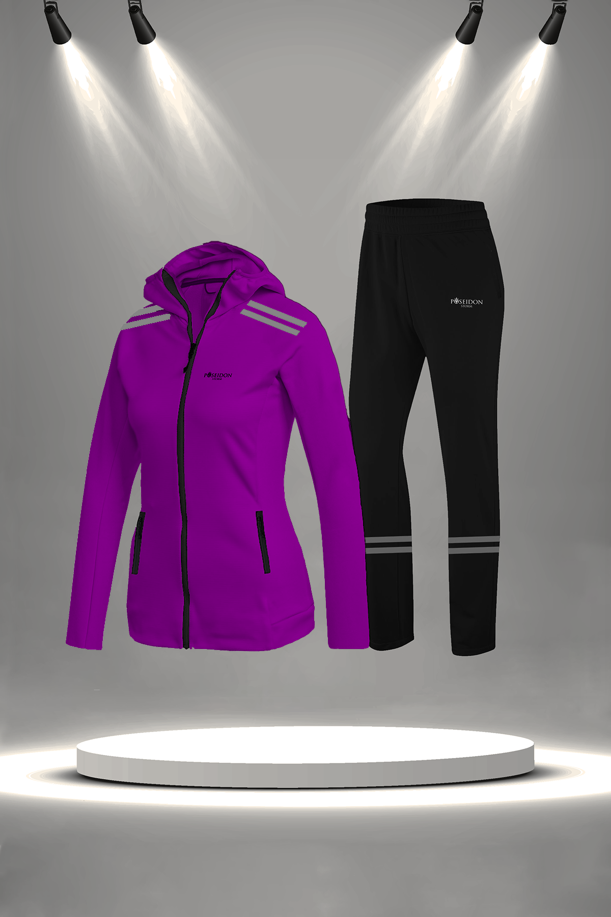 Kadın Mor İnterlok Nefes Alabilen Kumaş Şık Eşofman Takımı (S-3XL)