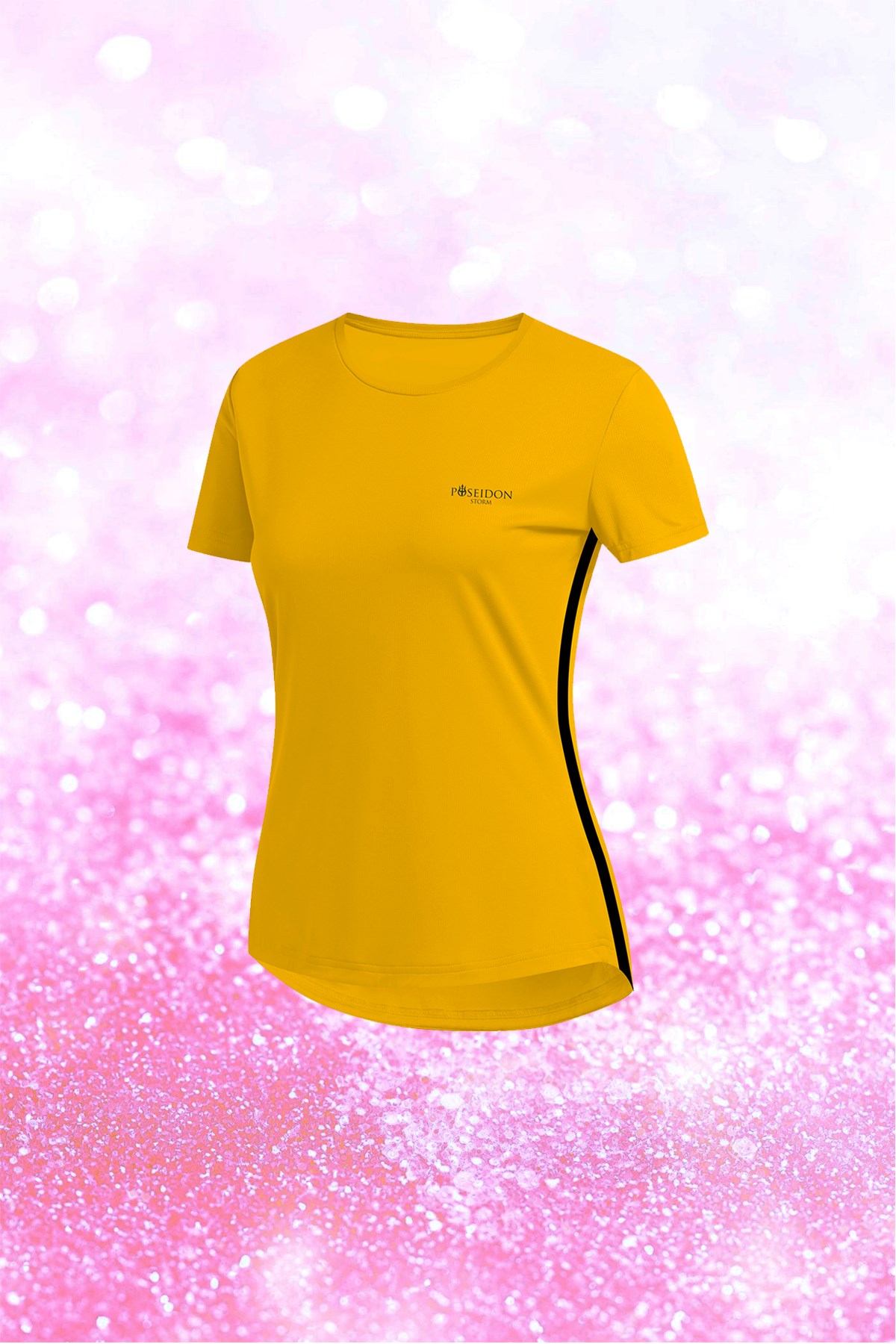 Kadın Sarı Dri-Fit Kumaş  Baskısız Bisiklet Yaka Sporcu T-shirt  S-3XL 