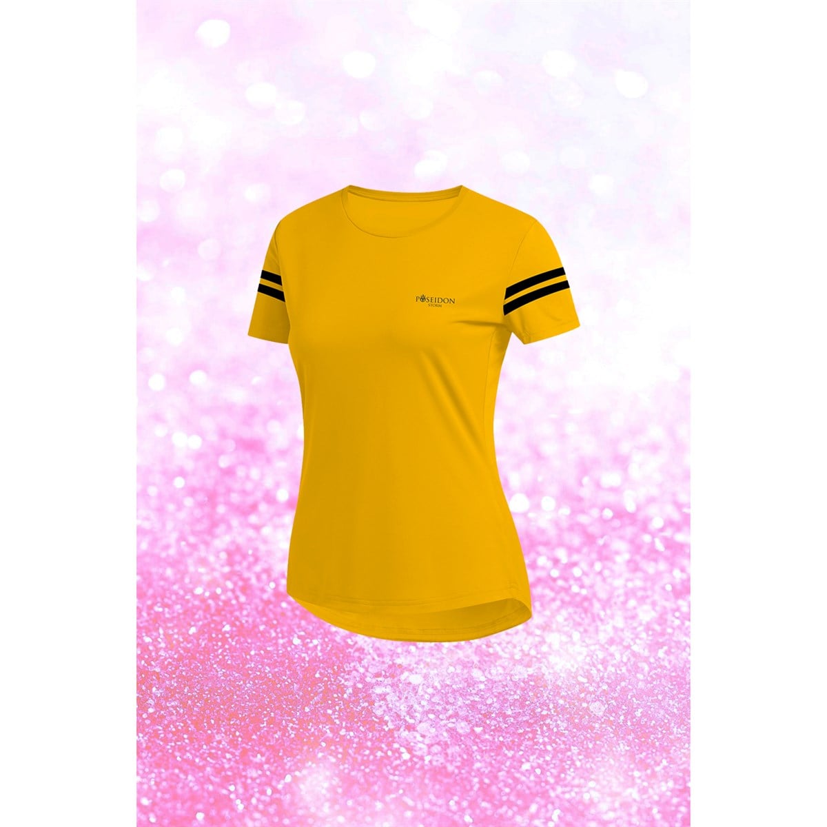 Kadın Sarı Dri-Fit Kumaş Baskısız Yuvarlak Yaka Kısa Kol Tişört  S-3XL