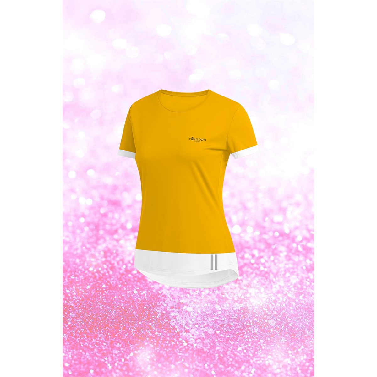Kadın Sarı Dri-Fit Kumaş  Bisiklet Yaka Sporcu Günlük T-shirt     S-3XL