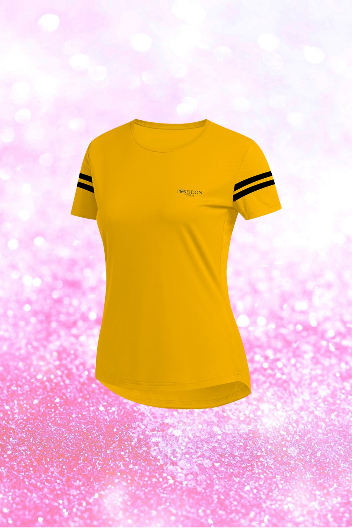 Kadın Sarı Günlük Sporcu Tişörtü S-3XL - Koldan 2 bant - M4