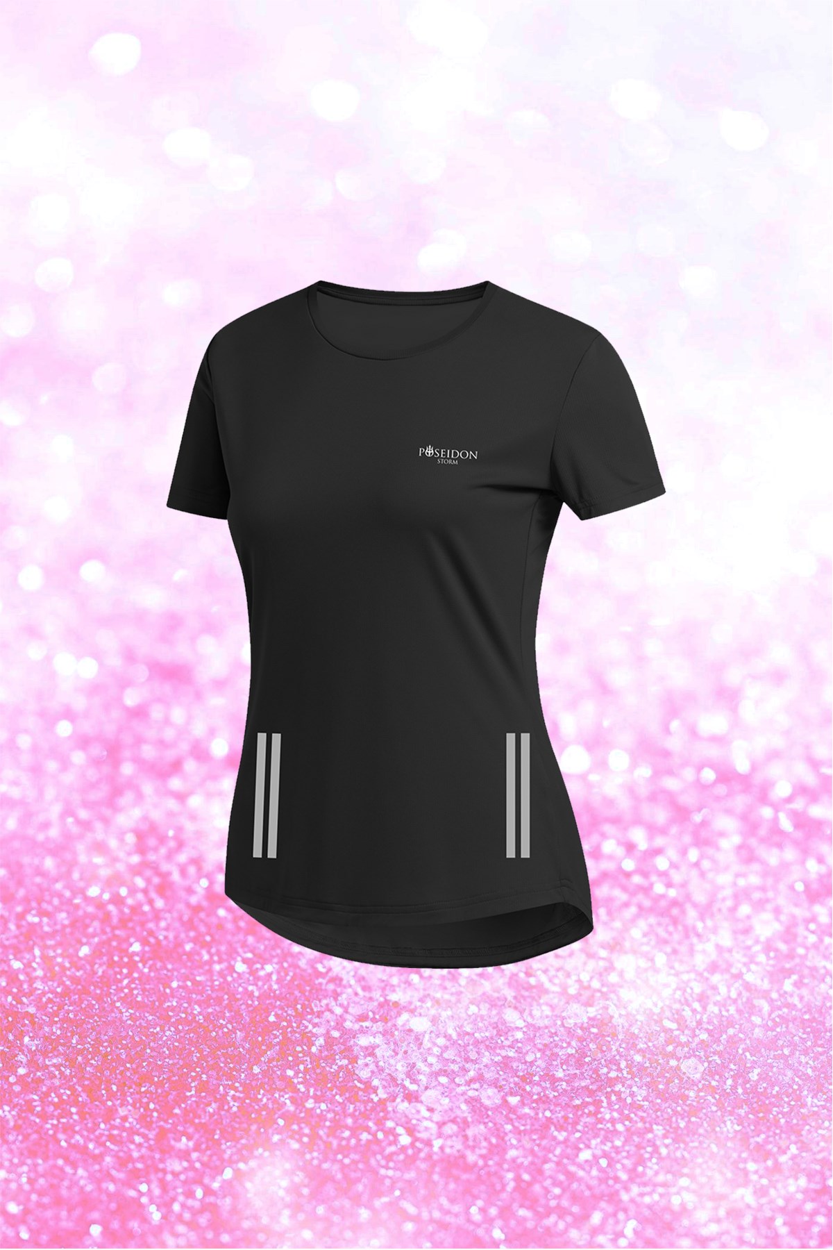 Kadın Siyah Dri-Fit Kumaş Baskısız Yuvarlak Yaka Kısa Kol T-shirt  S-3XL