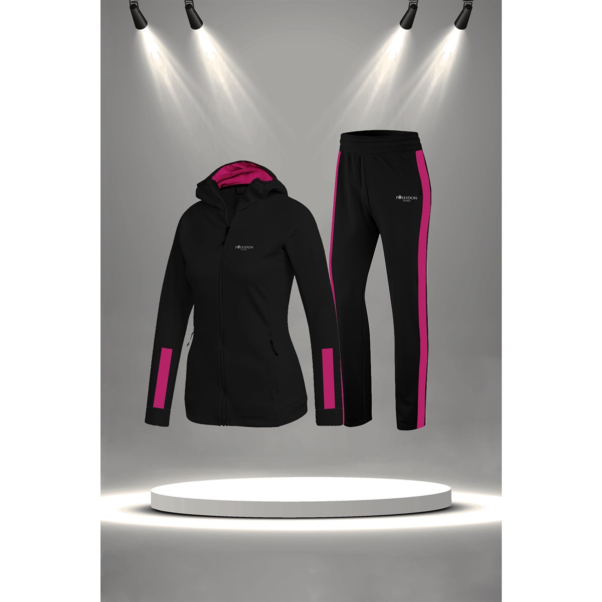 Kadın Siyah İnterlok Kumaş Mevsimlik Eşofman Seti  S-3XL