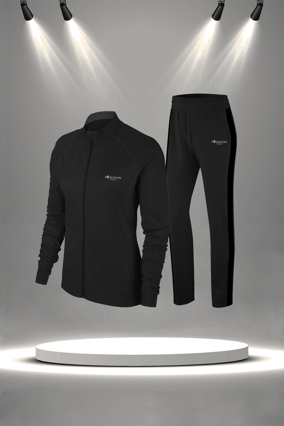 Kadın Sİyah İnterlok Kumaş Şık Eşofman Takımı S-3XL