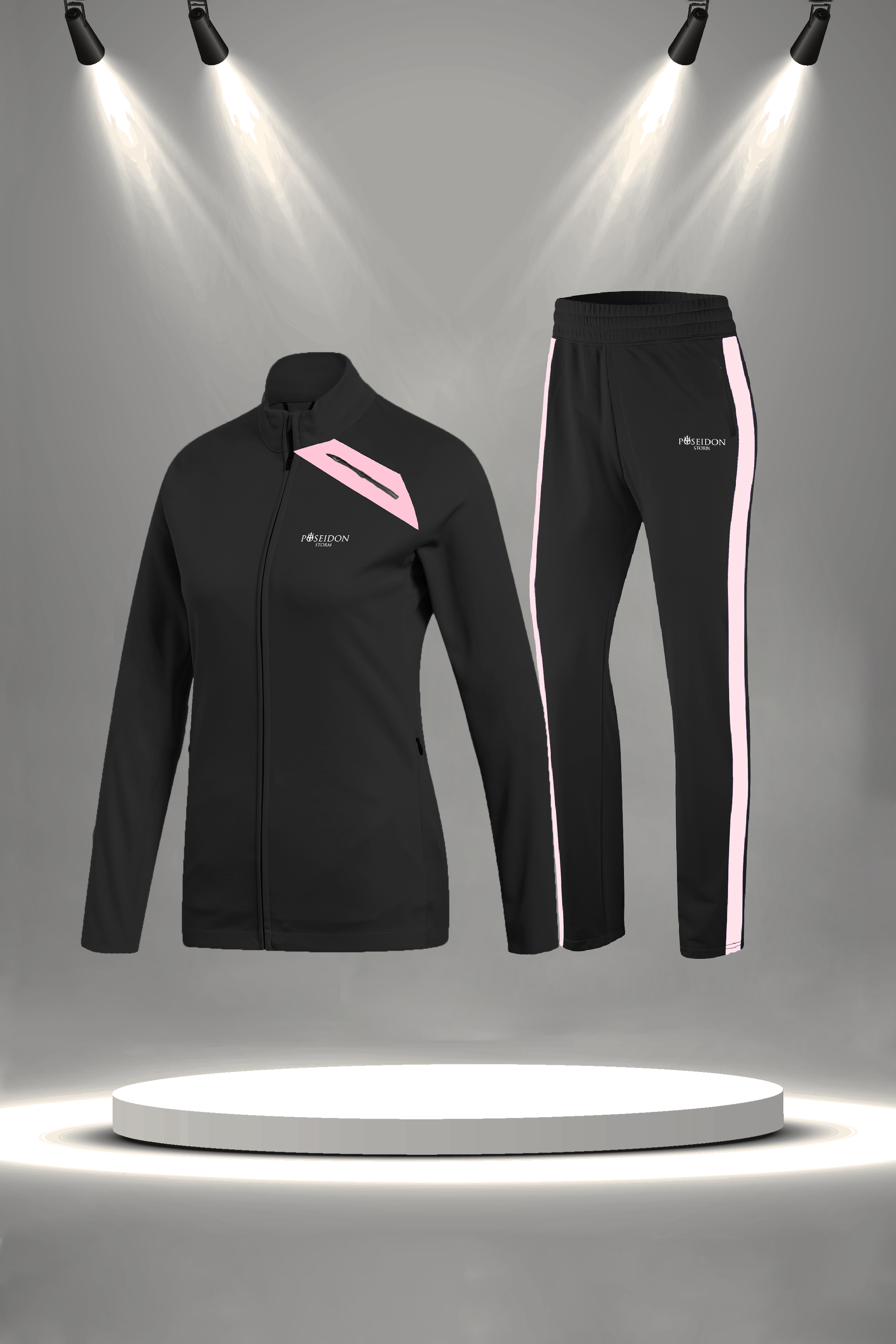 Kadın Siyah Supra Penye Kumaş Her Mevsim Yürüyüş Koşu Eşofman Seti (S-3XL)