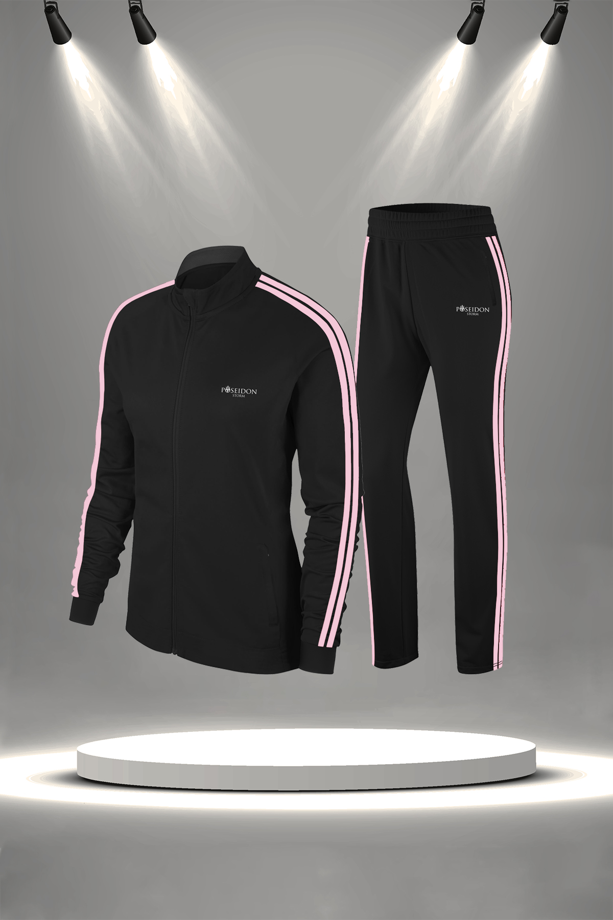 Kadın Siyah Supra Penye Kumaş Yürüyüş ve Koşu için Eşofman Takımı(S-3XL)  